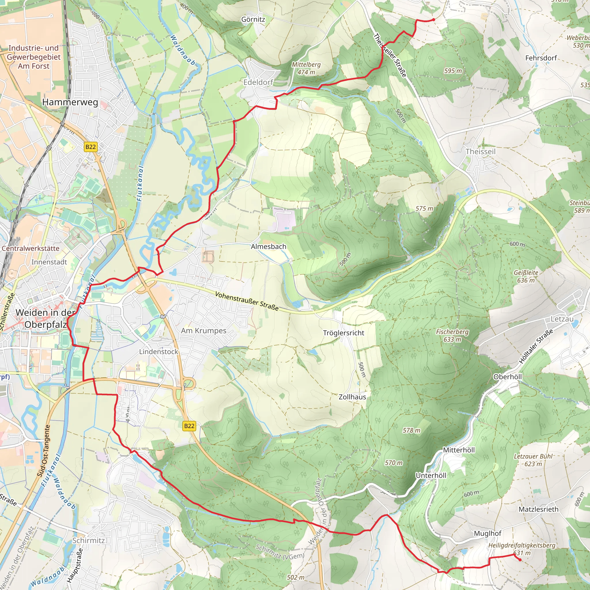Wilchenreuth to Heiligdreifaltigkeitsberg Walk mobile static map
