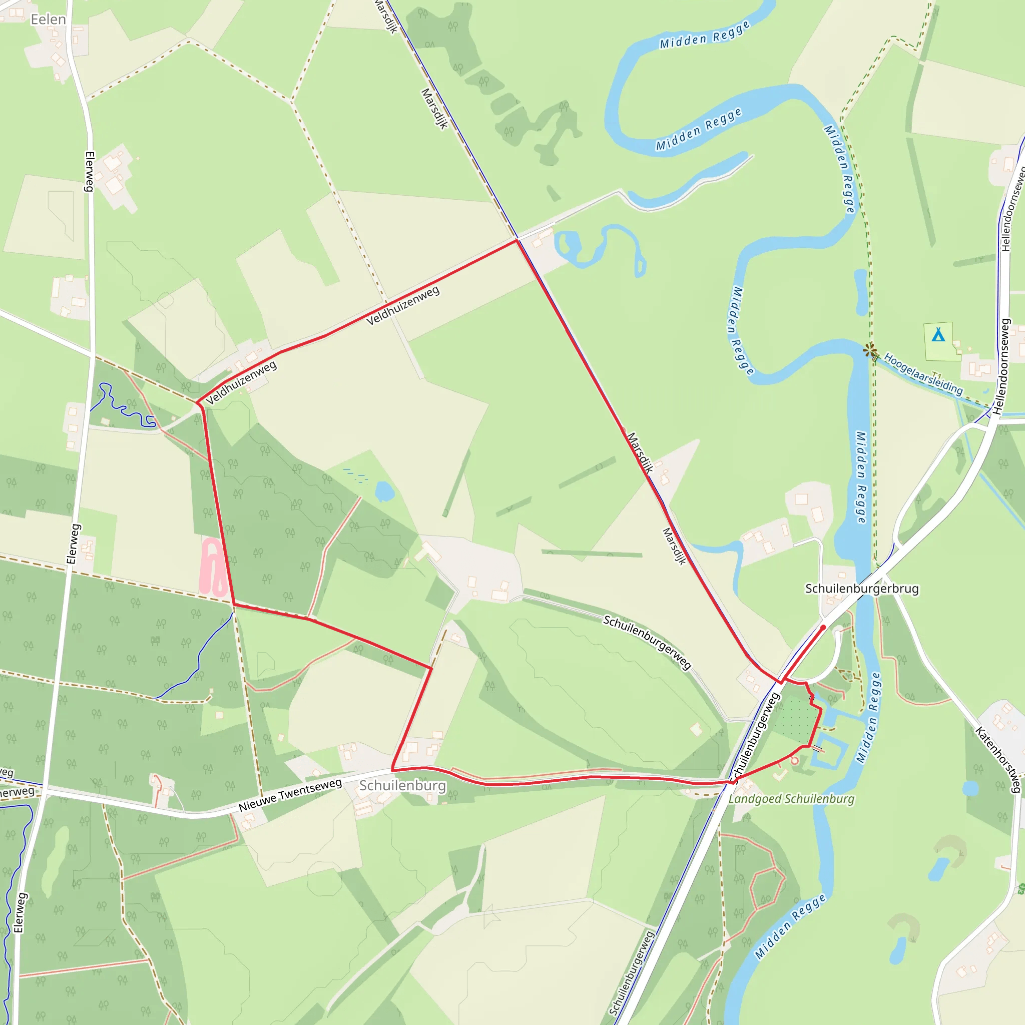 Overijssels Havezatenpad and Schuilenburg - Paarse Route mobile static map