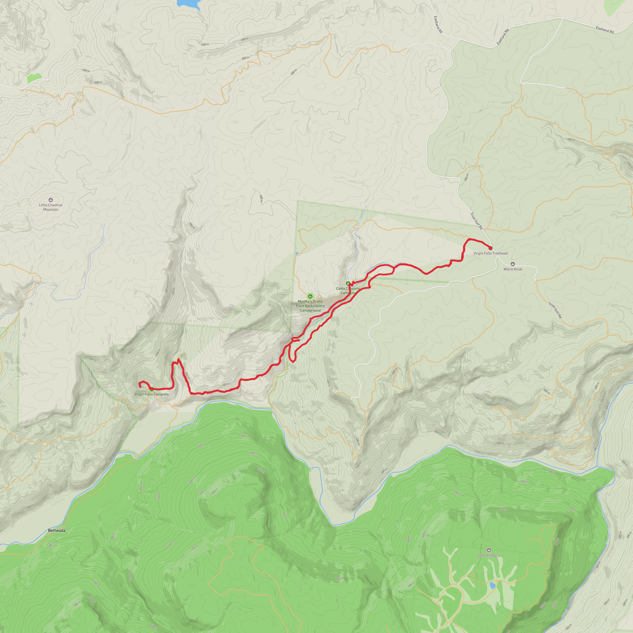 Big Laurel falls, Sheep Cave Falls and Virgin Falls via Virgin Falls Trail mobile static map