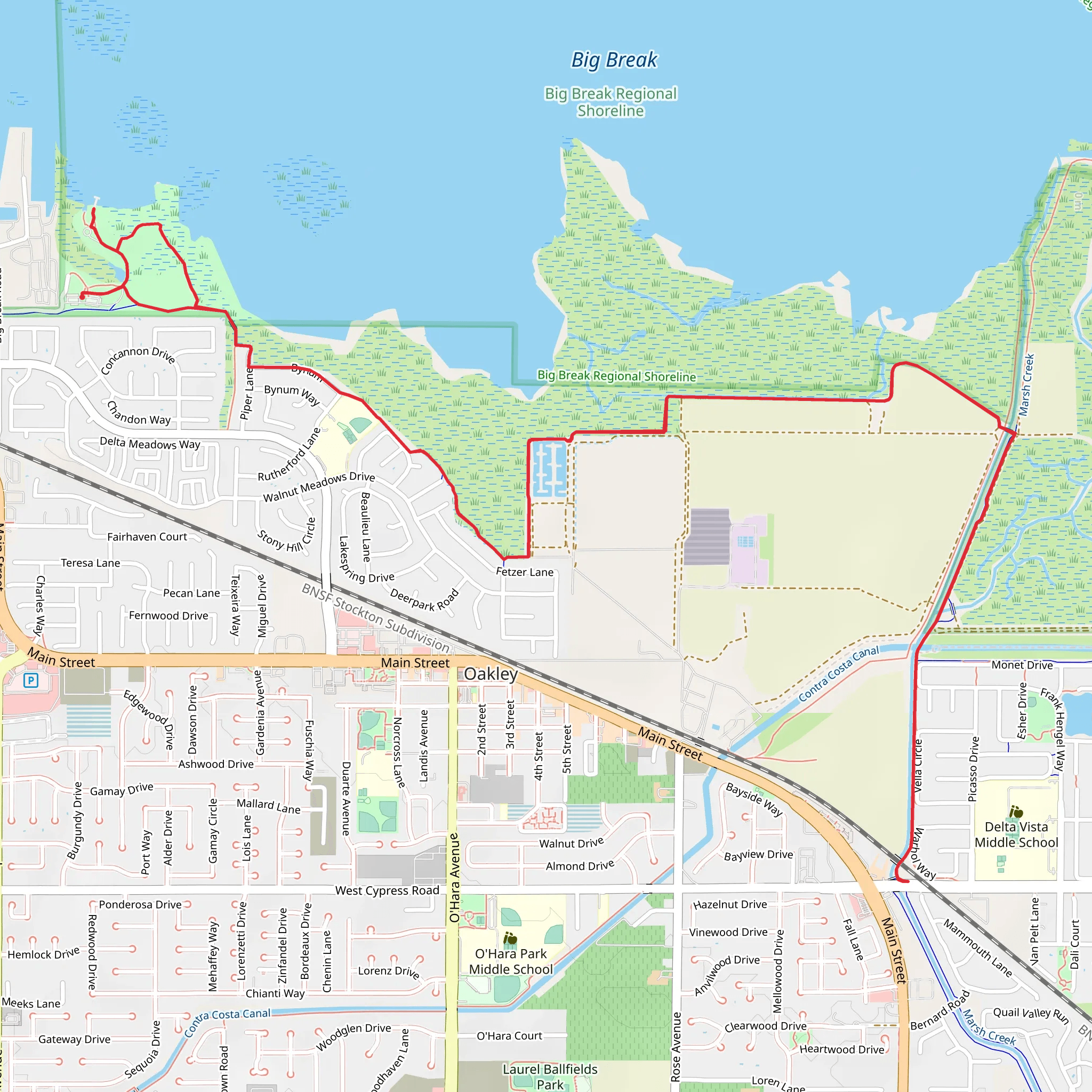 Levee Top - Big Break - Marsh Creek Trail mobile static map