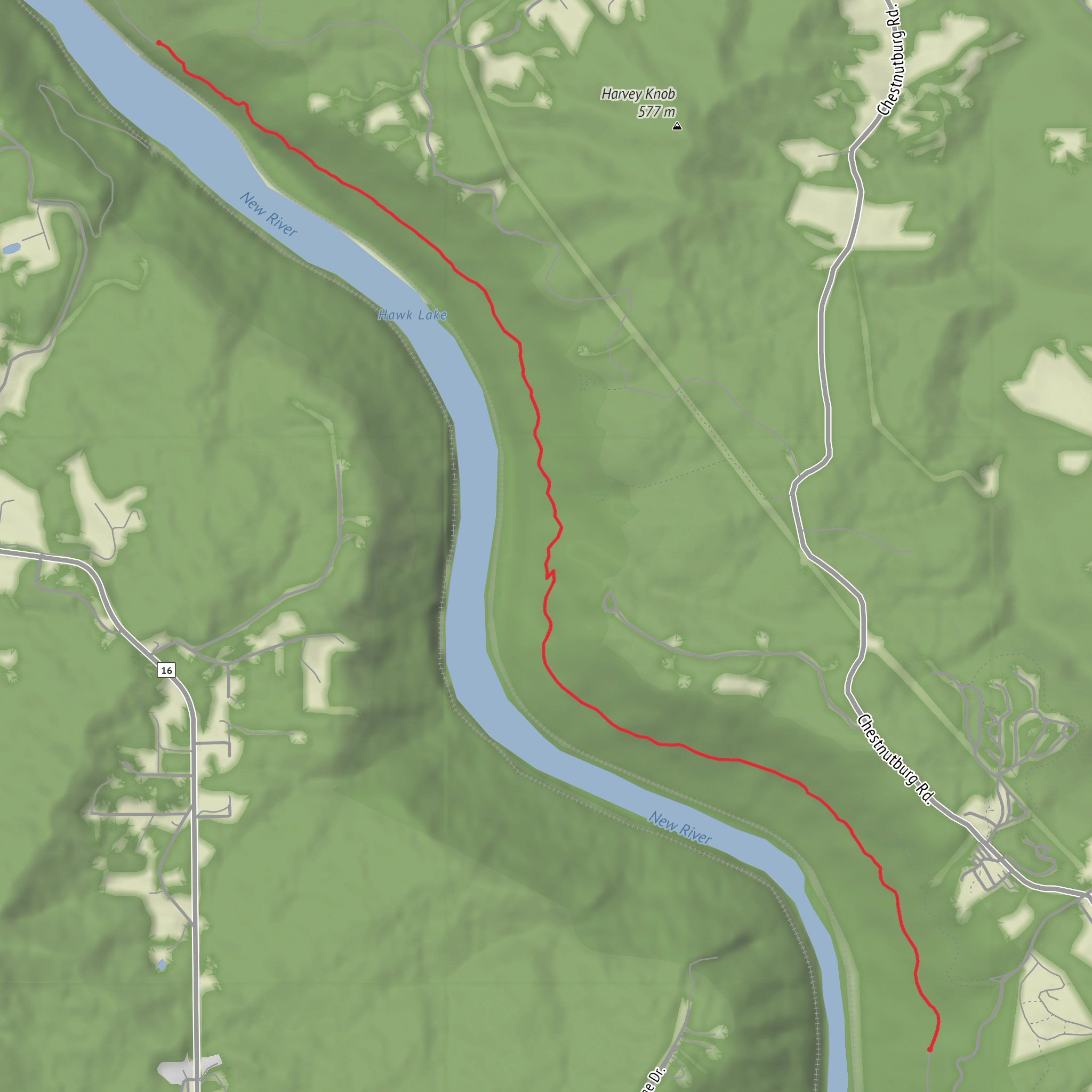 Hawks Nest Connector Trail mobile static map