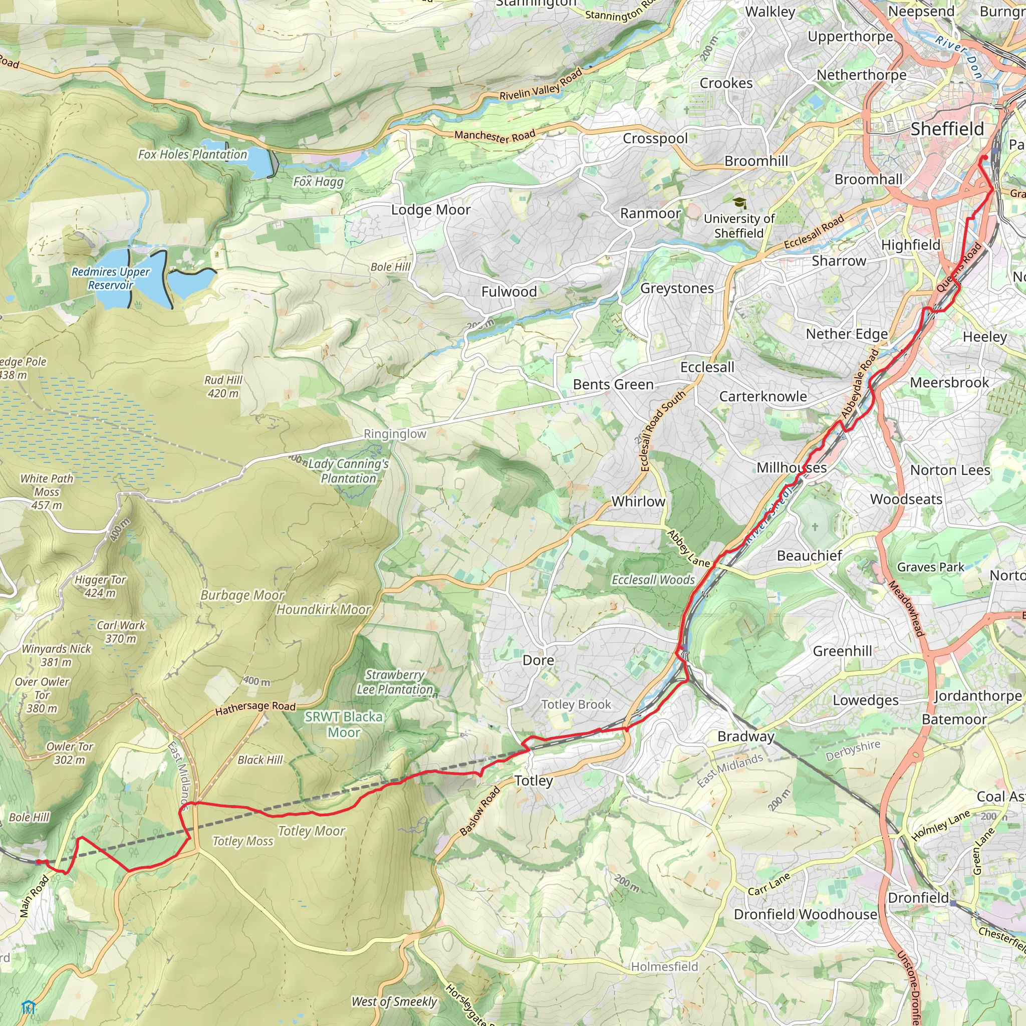 Sheffield - Gringleford - Steel Cotton Rail Trail mobile static map