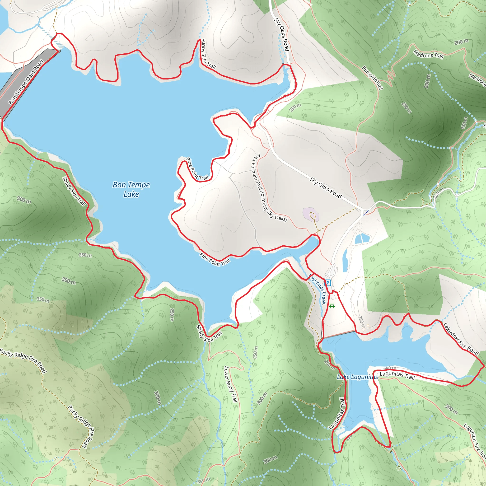 Lake Lagunitas and Bon Tempe Loop mobile static map