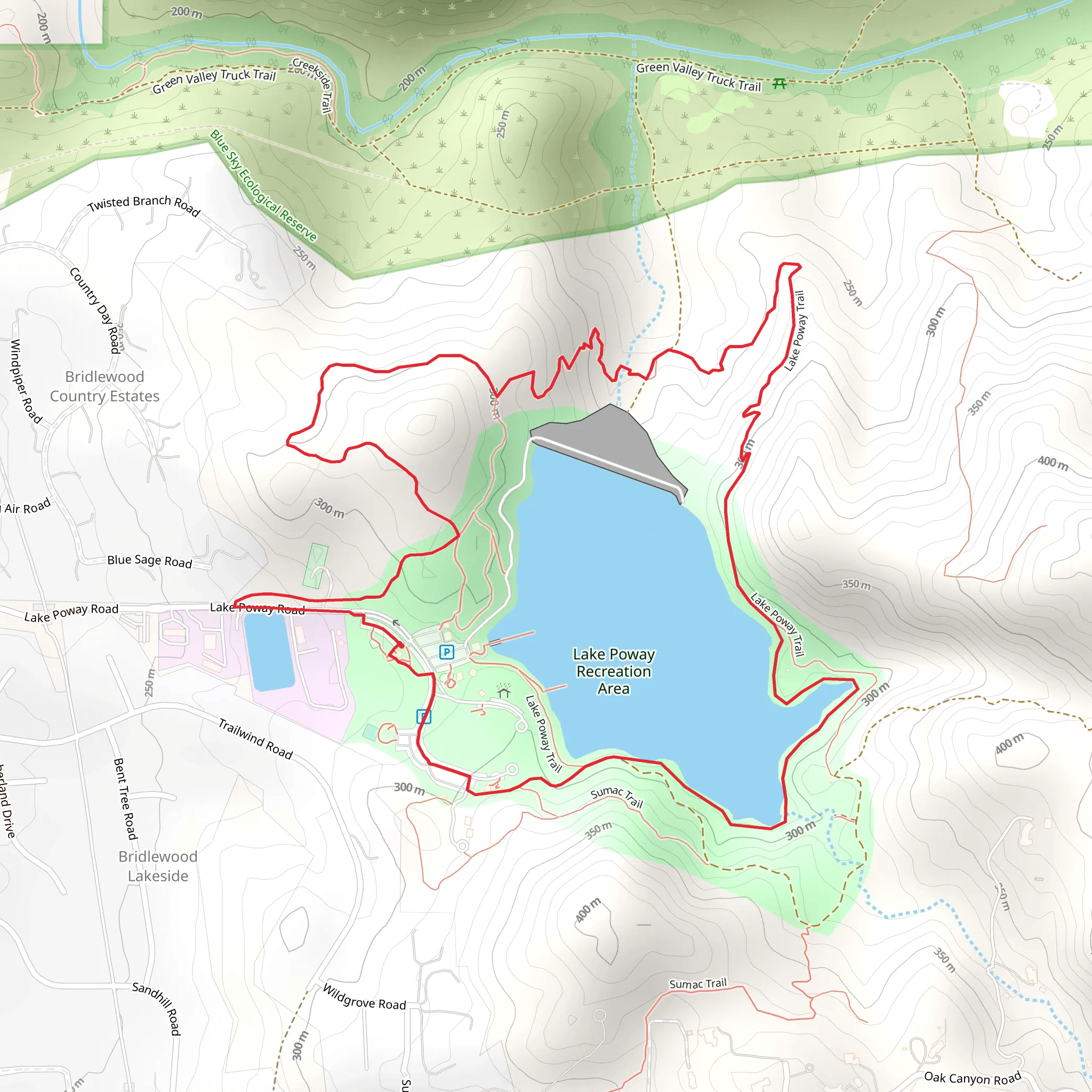 Lake Poway and Archery Range Loop mobile static map