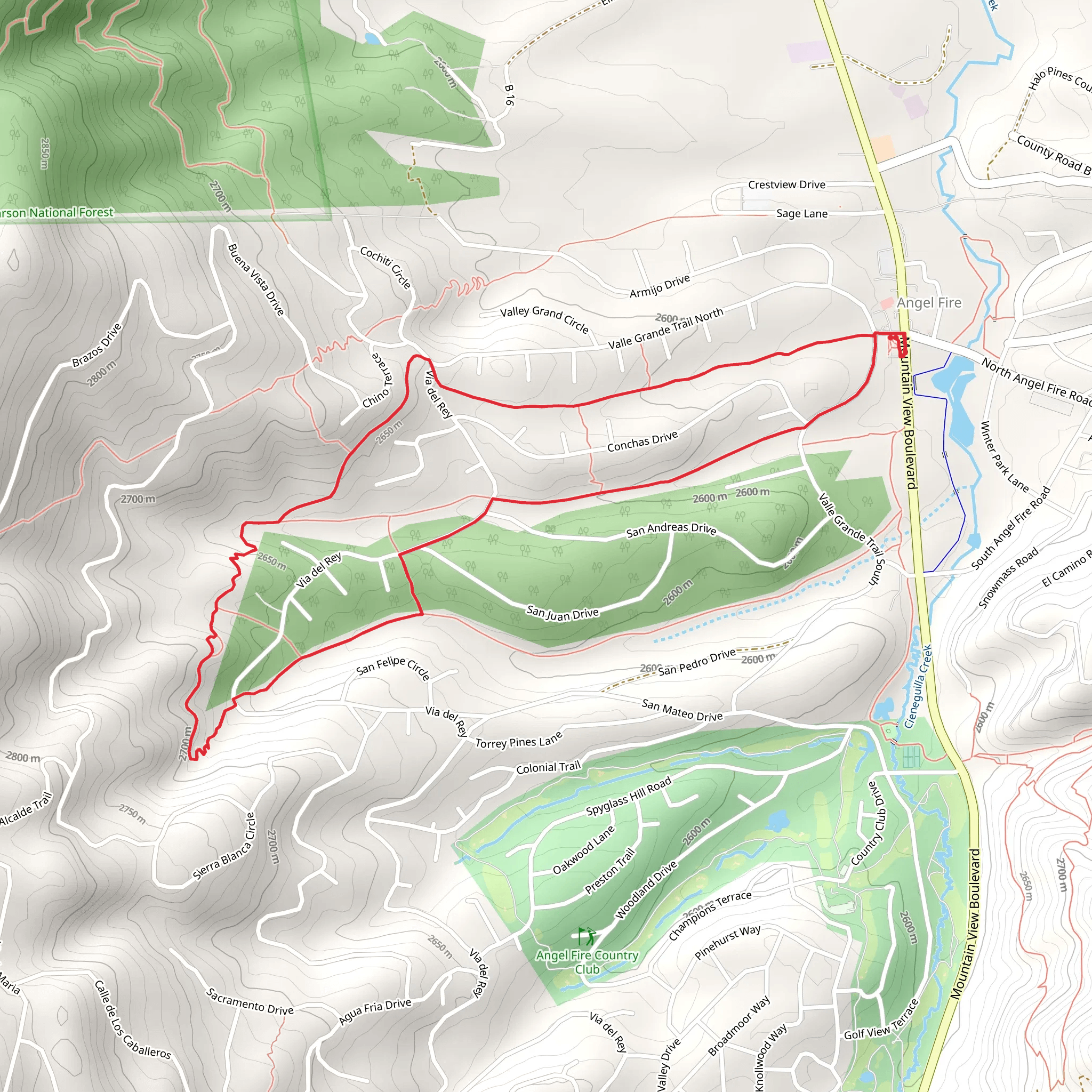 Valle Grande Trail South, Lynx and Coyote Loop mobile static map