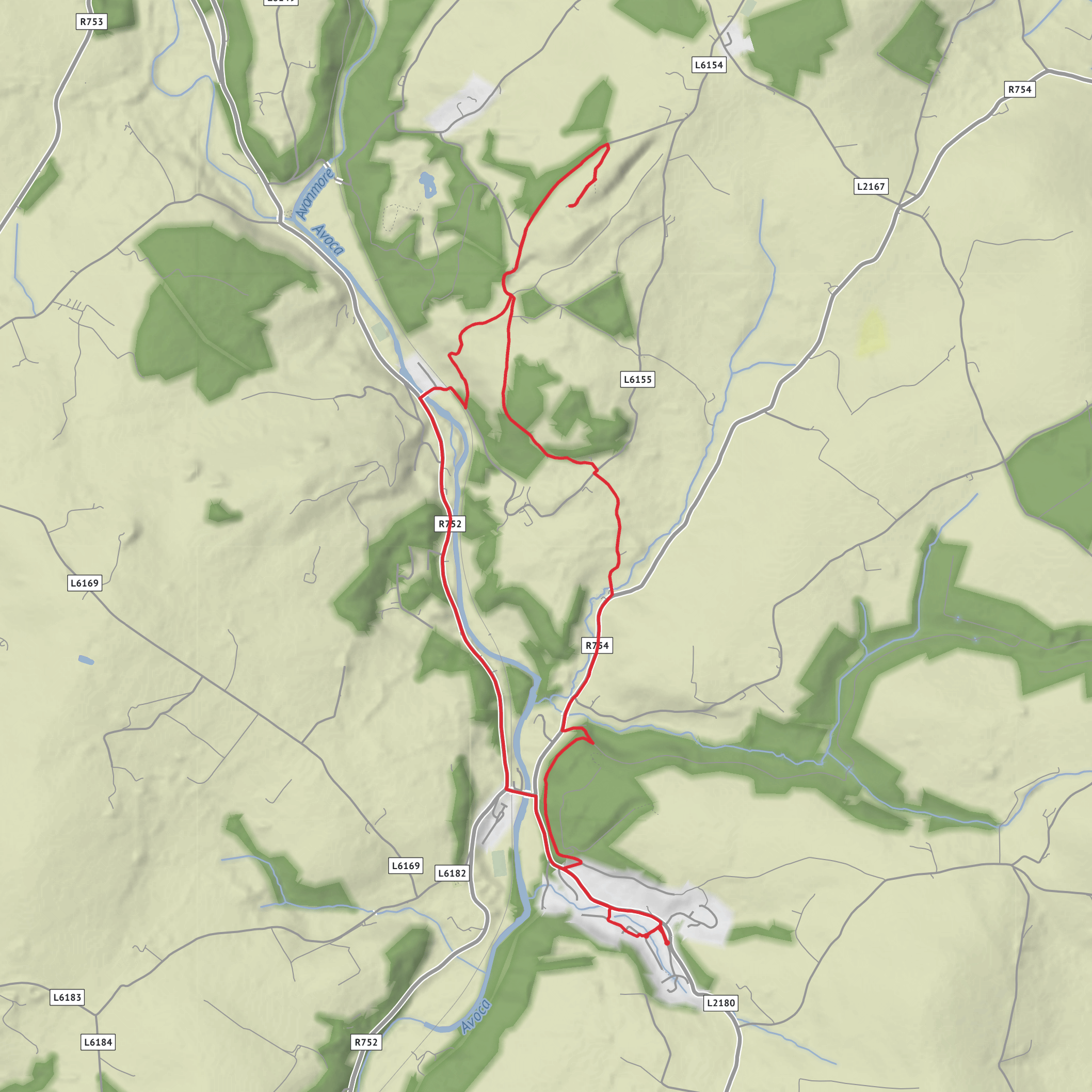 Hike from Avoca to Mottee Stone & Miners Cross mobile static map
