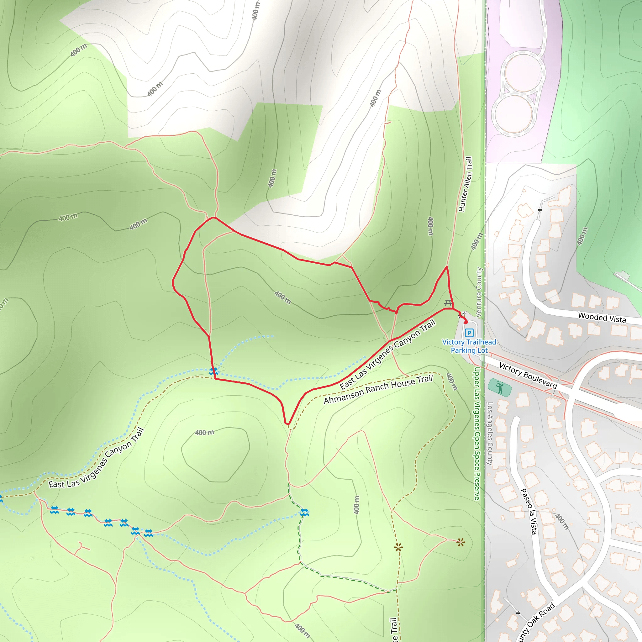 East Las Virgenes Canyon Loop Trail mobile static map