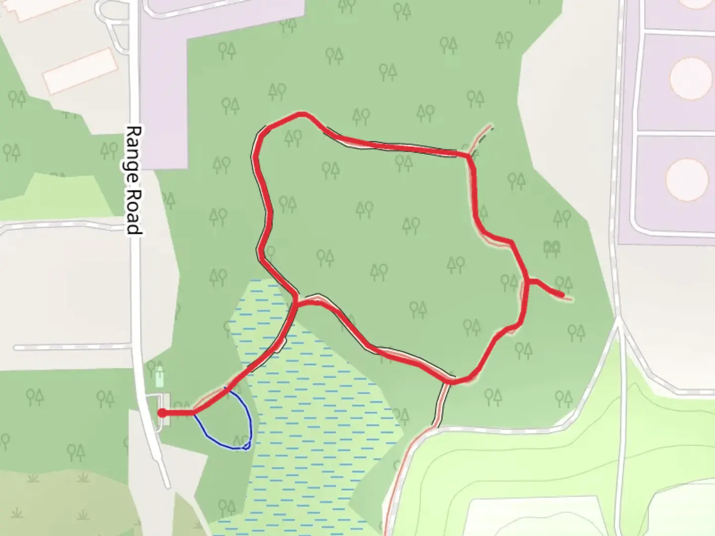 An image depicting the trail Range Road Loop and its surrounding area.