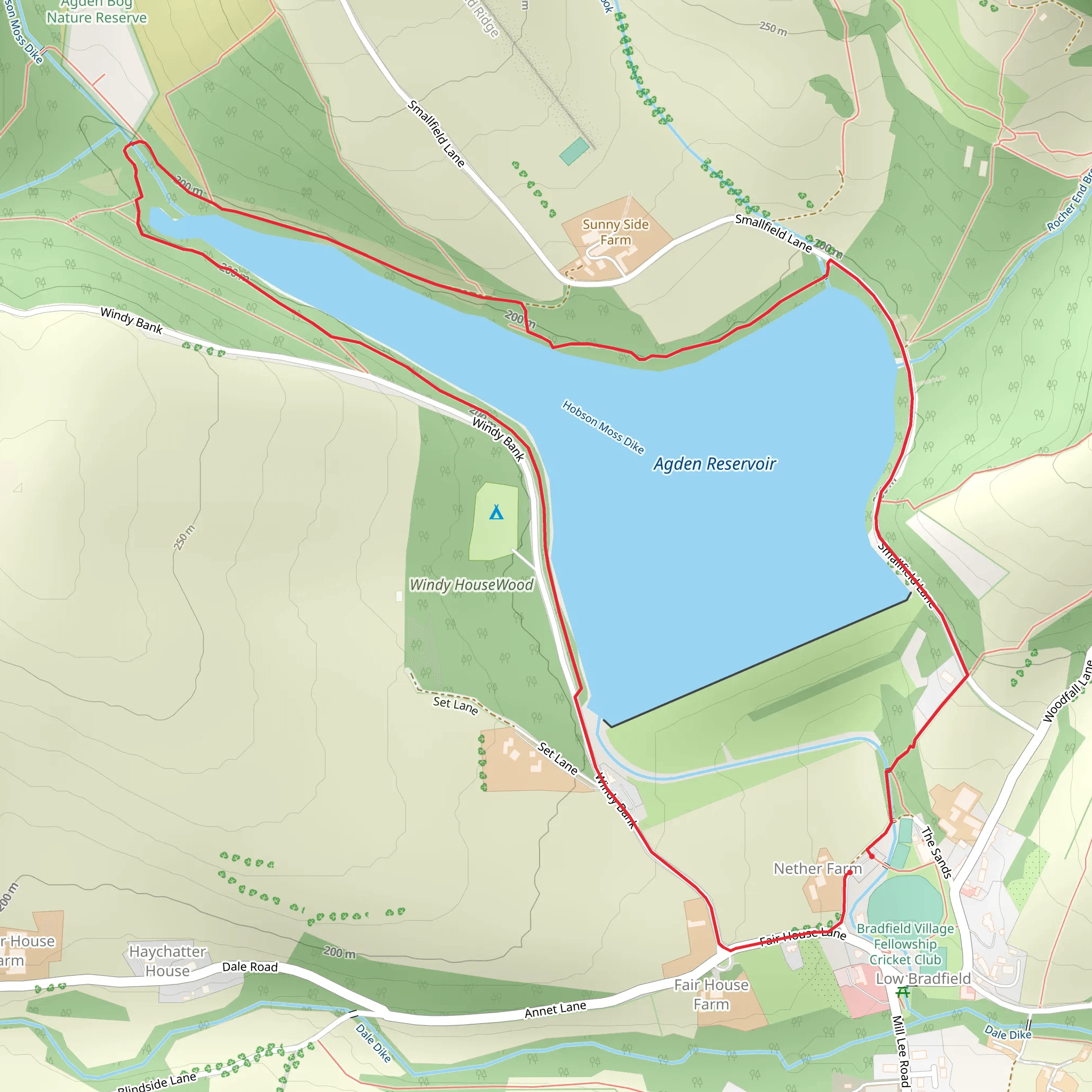 Agden Reservoir Loop mobile static map