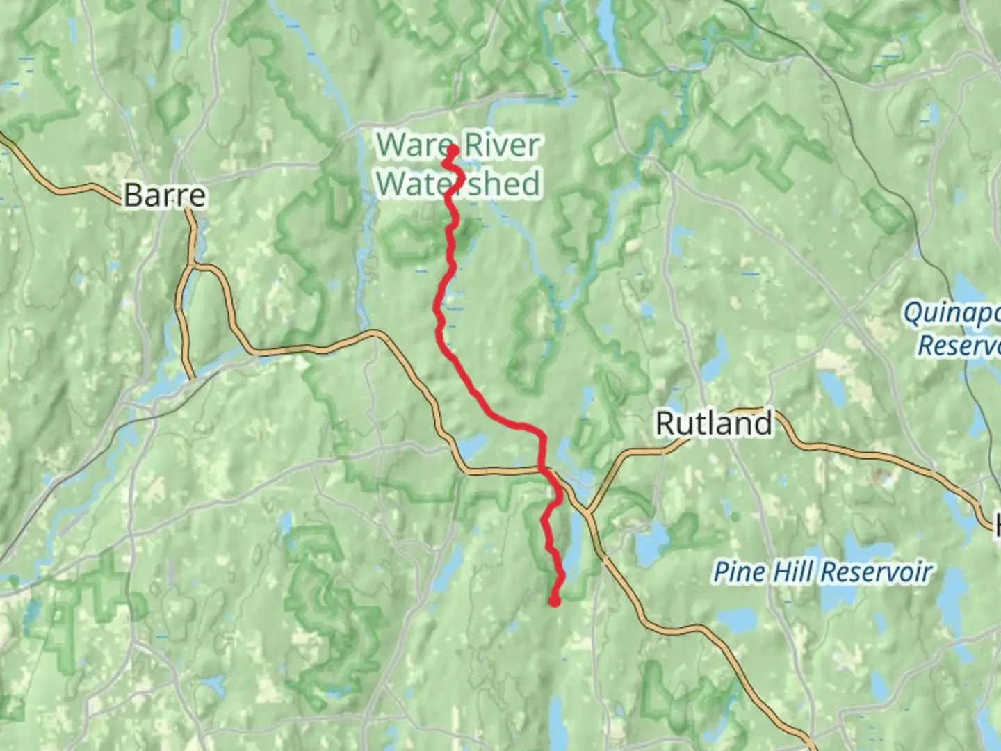 An image depicting the trail Harding Hill and Long Pond via Midstate Trail and its surrounding area.