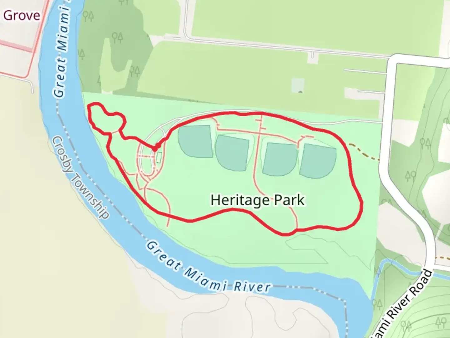 An image depicting the trail Heritage Park Circle and its surrounding area.