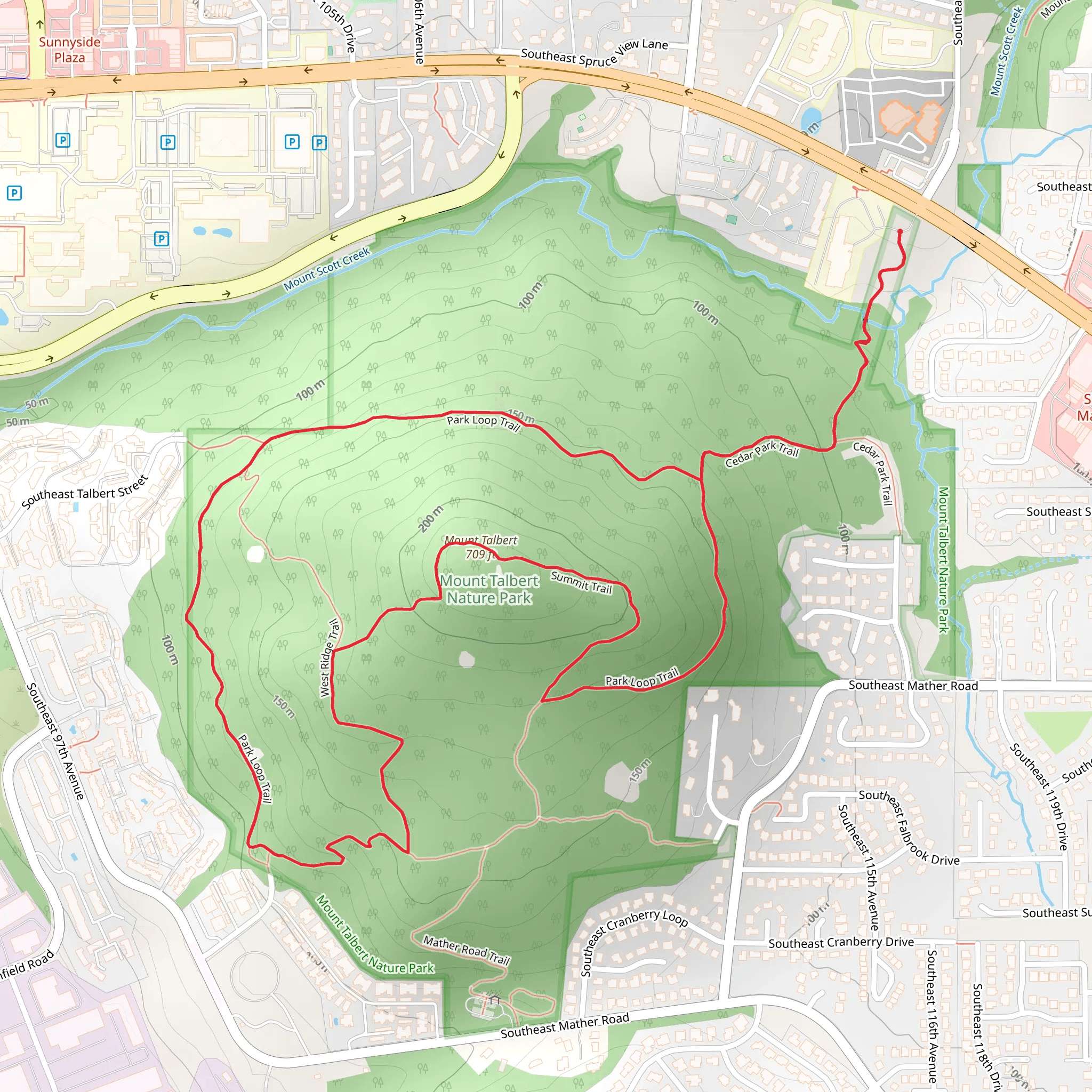 Cedar Park, Mount Talbert and Park Loop Trail mobile static map
