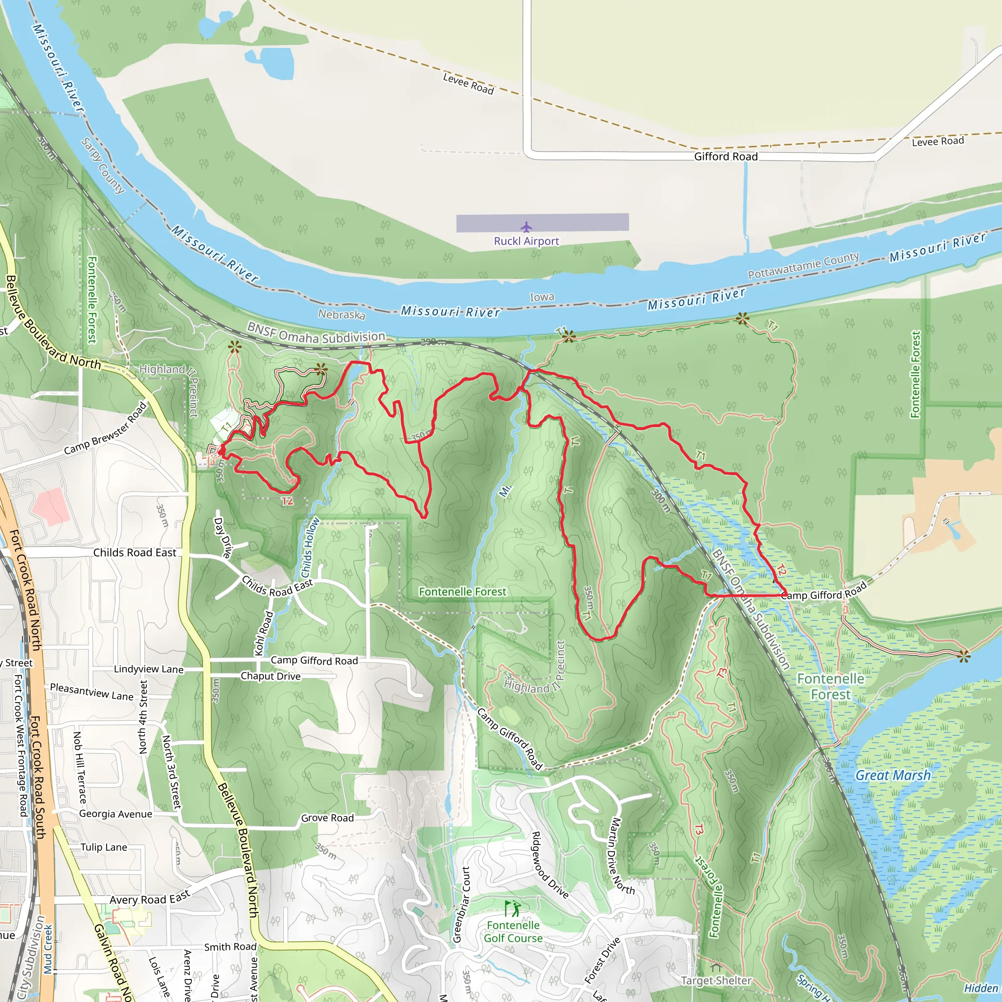 Hackberry Trail, Hawthorn Trail and Oak Loop Trail mobile static map