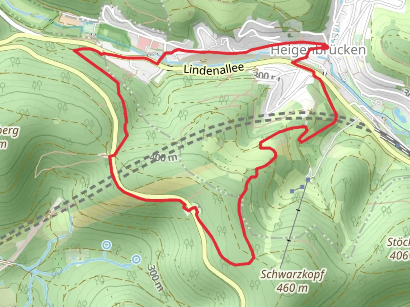 An image depicting the trail Kulturweg Heigenbruecken and its surrounding area.