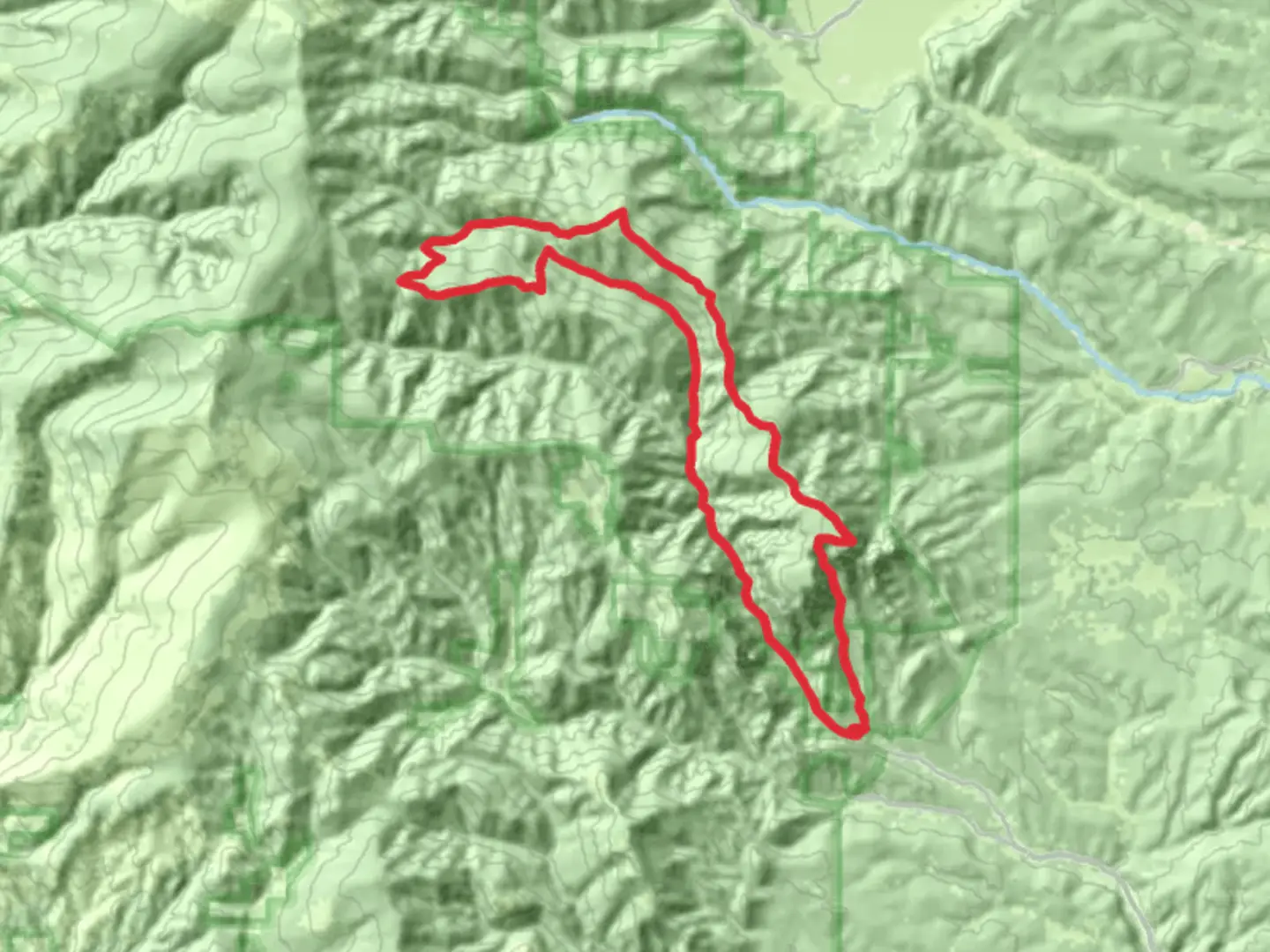 An image depicting the trail Hermit's Peak, Lone Pine and Beaver Creek via Porvenir Canyon Trail and its surrounding area.