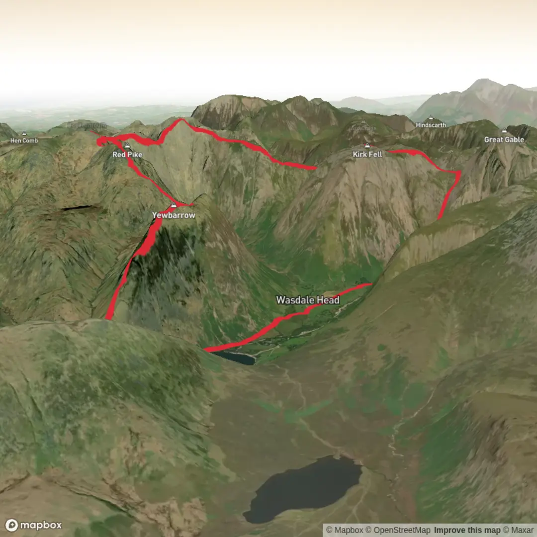 An image depicting the trail The Mosedale Horseshoe and its surrounding area.