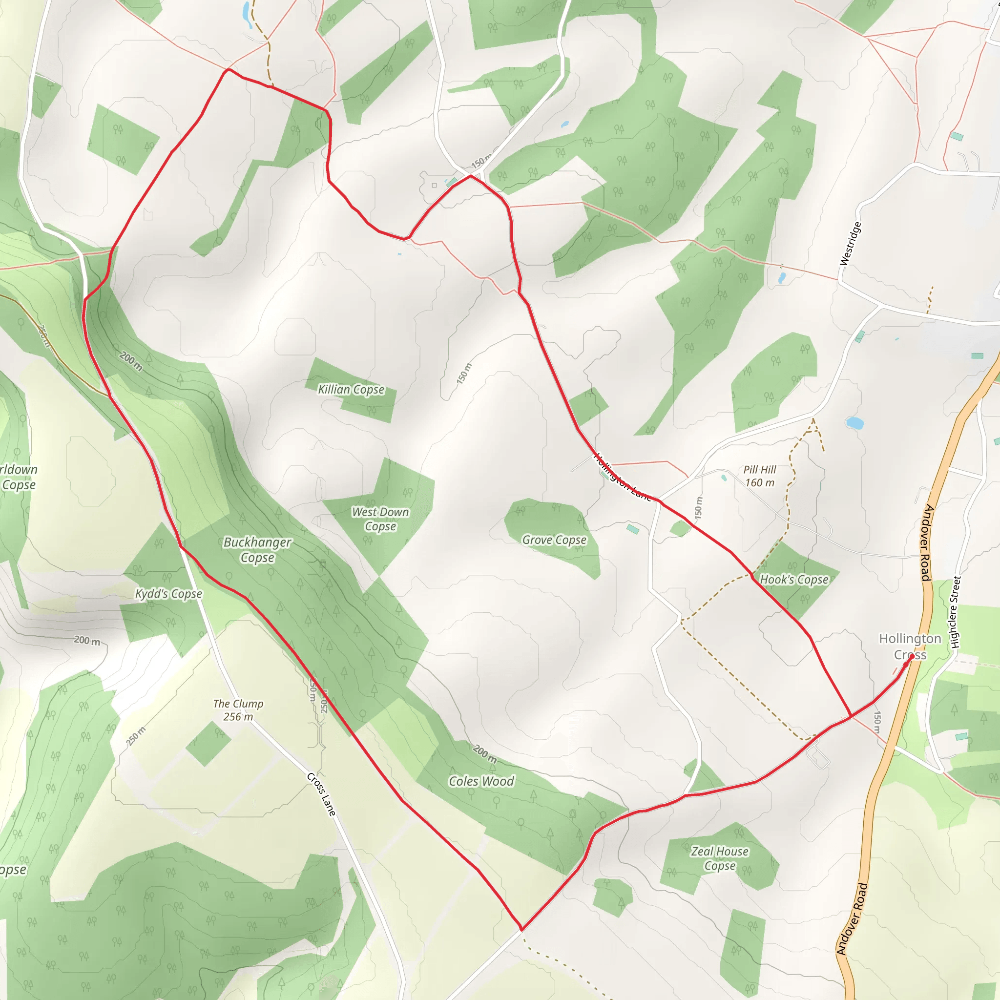 Buckhanger Copse Loop from Hollington Cross mobile static map