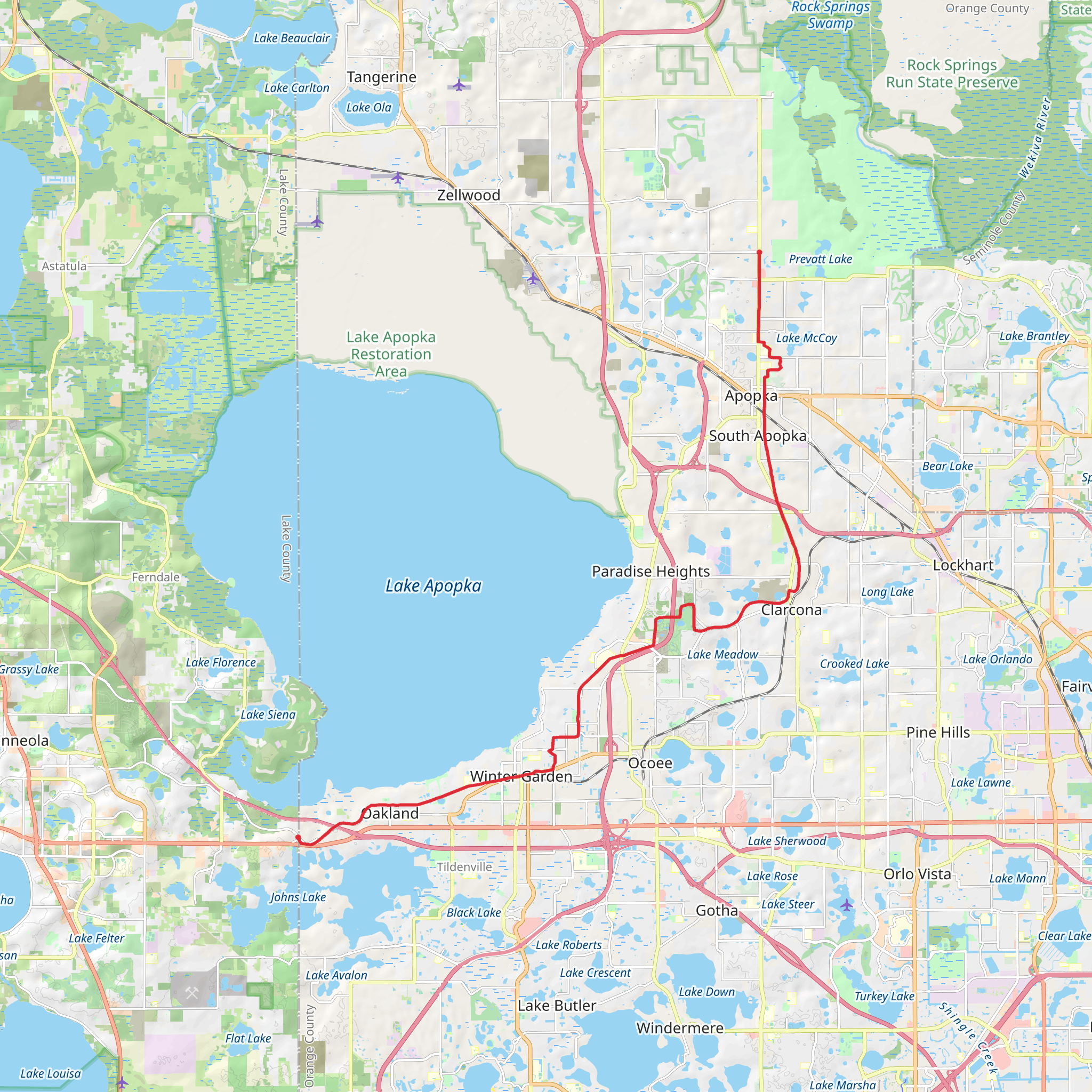 West Orange Trail mobile static map