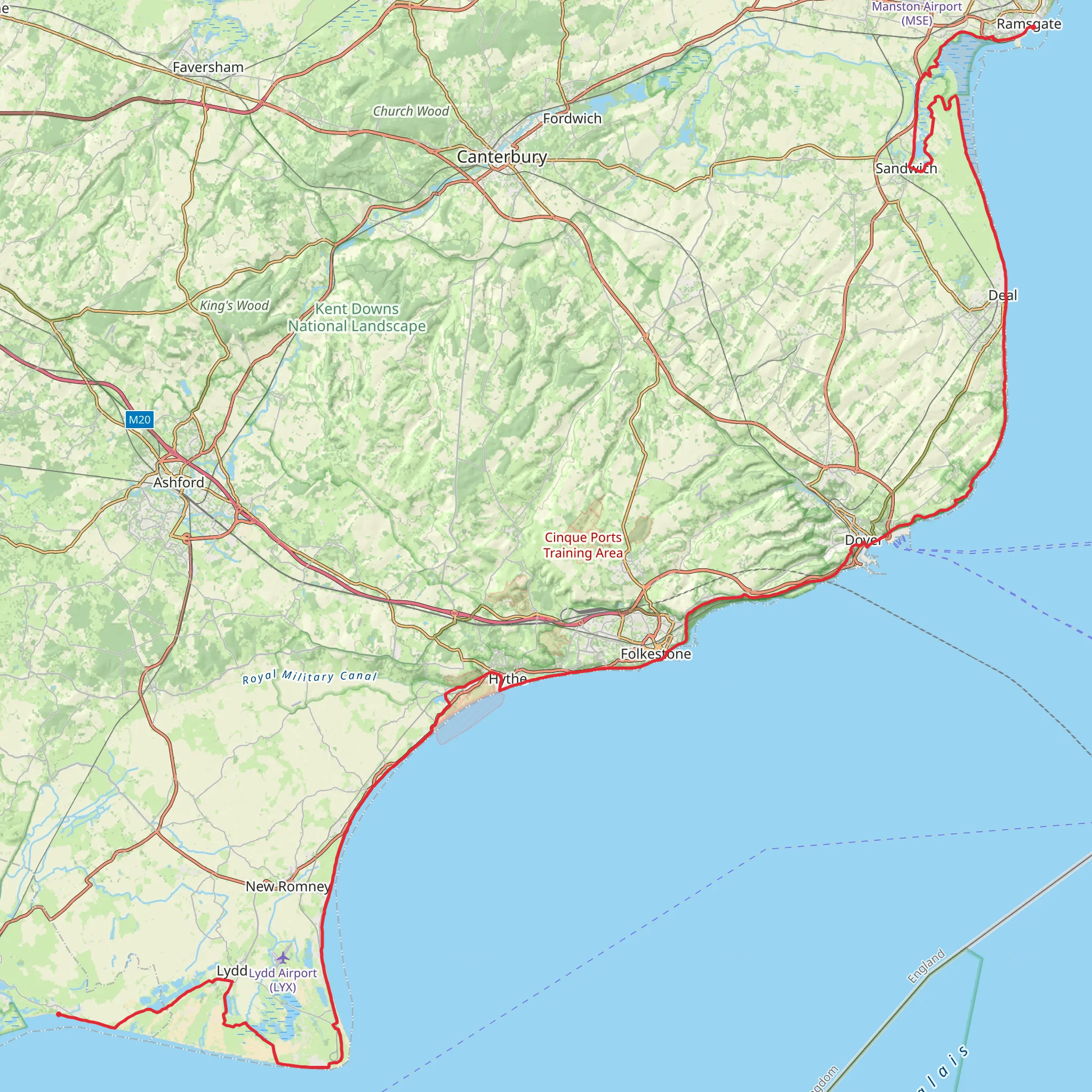England Coast Path - Ramsgate to Camber mobile static map