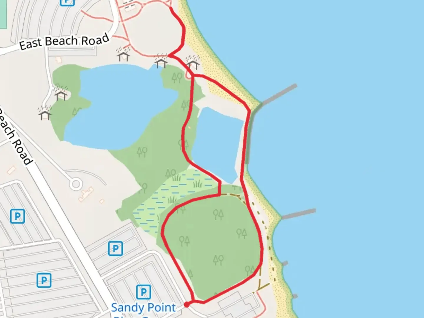 An image depicting the trail South Beach Road Loop and its surrounding area.