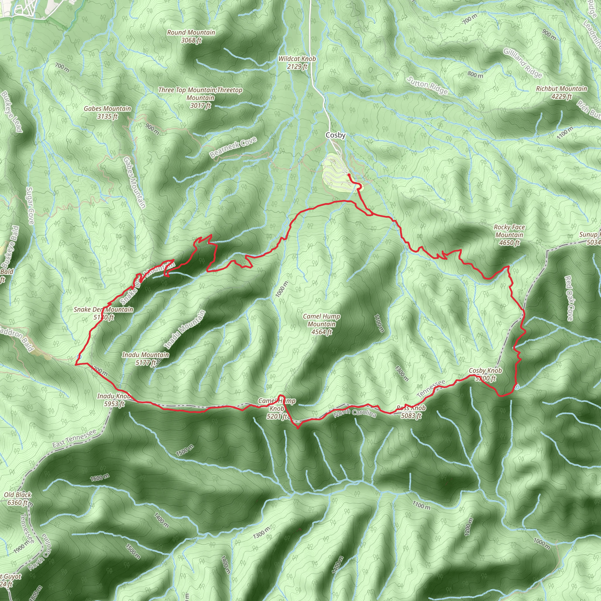 Snake Den Mountain and Appalachian and Low Gap Loop Trail mobile static map