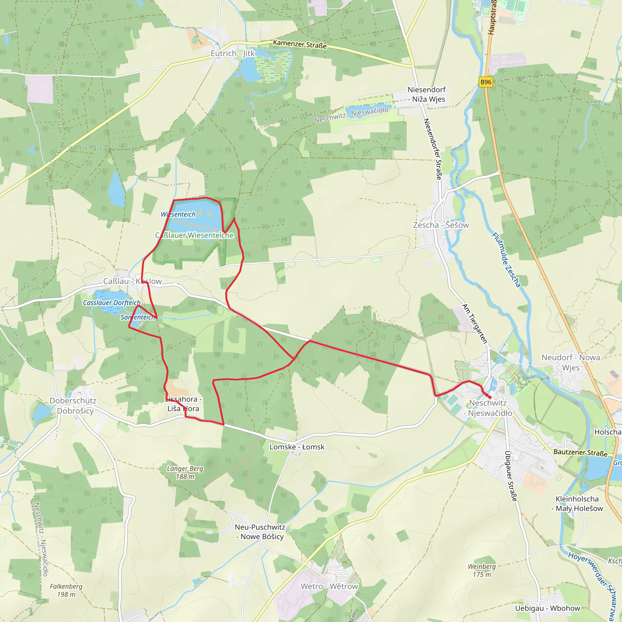 Samenteich and Wiesenteich via Casslauer Wiesenteiche mobile static map