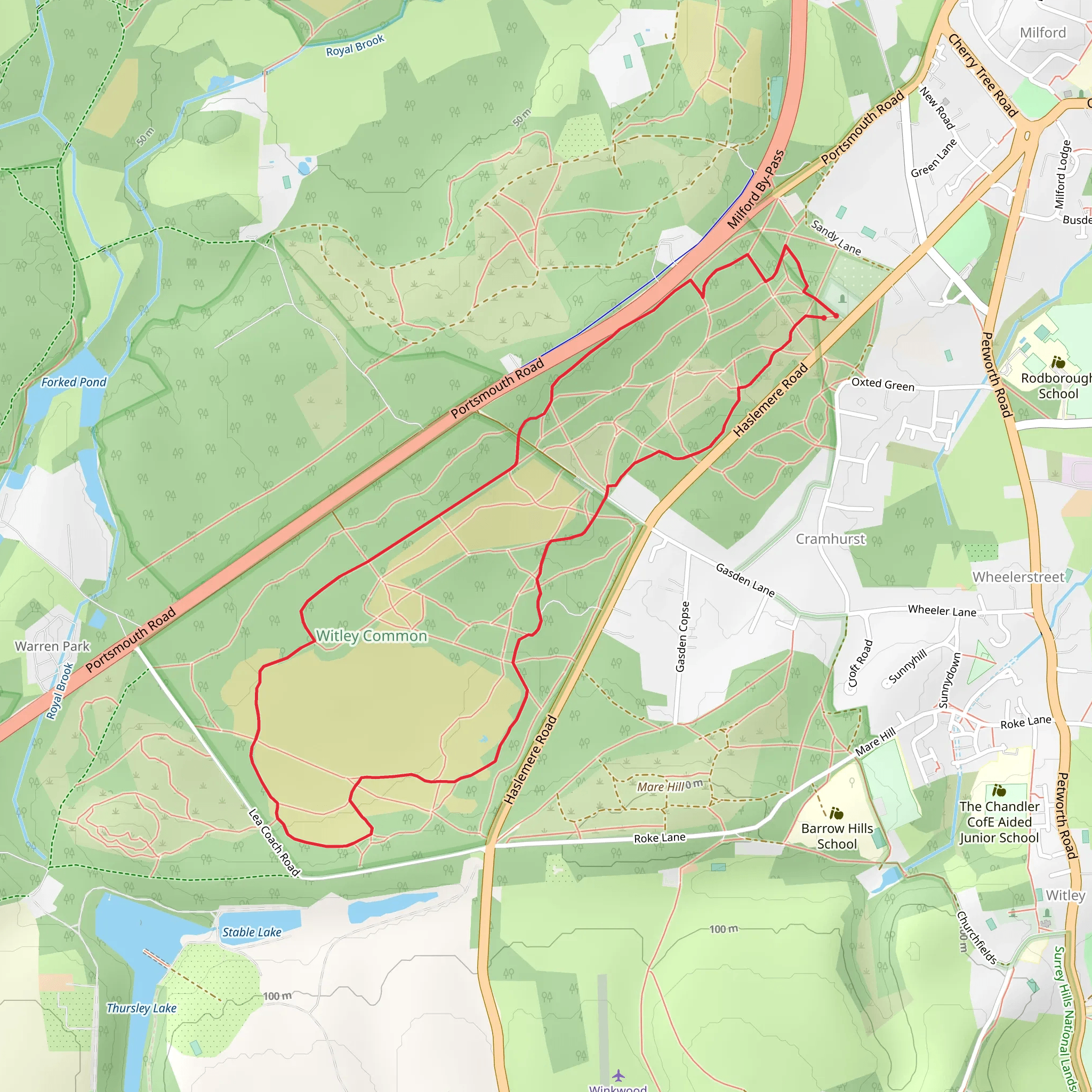 Witley Common Long Loop mobile static map