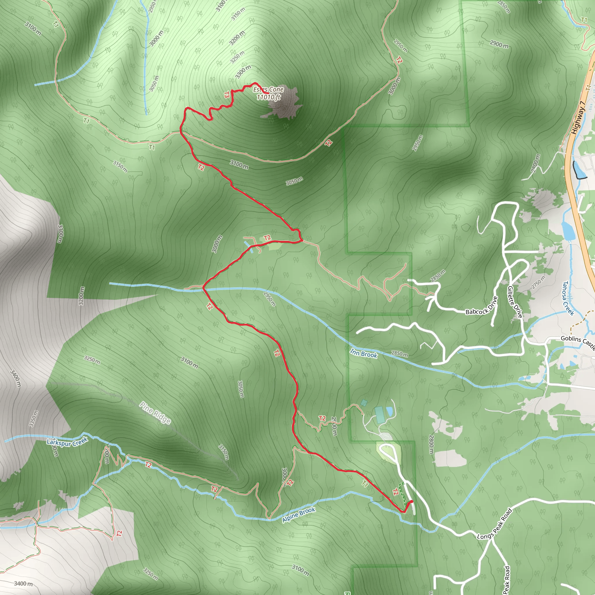 Estes Cone via Longs Peak Trail mobile static map