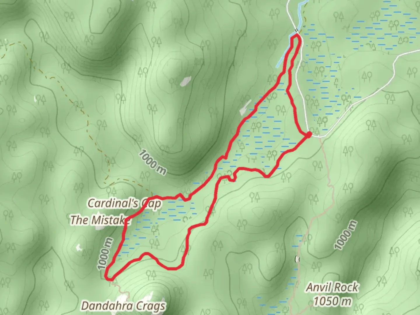 An image depicting the trail Dandahra Crags Track and its surrounding area.