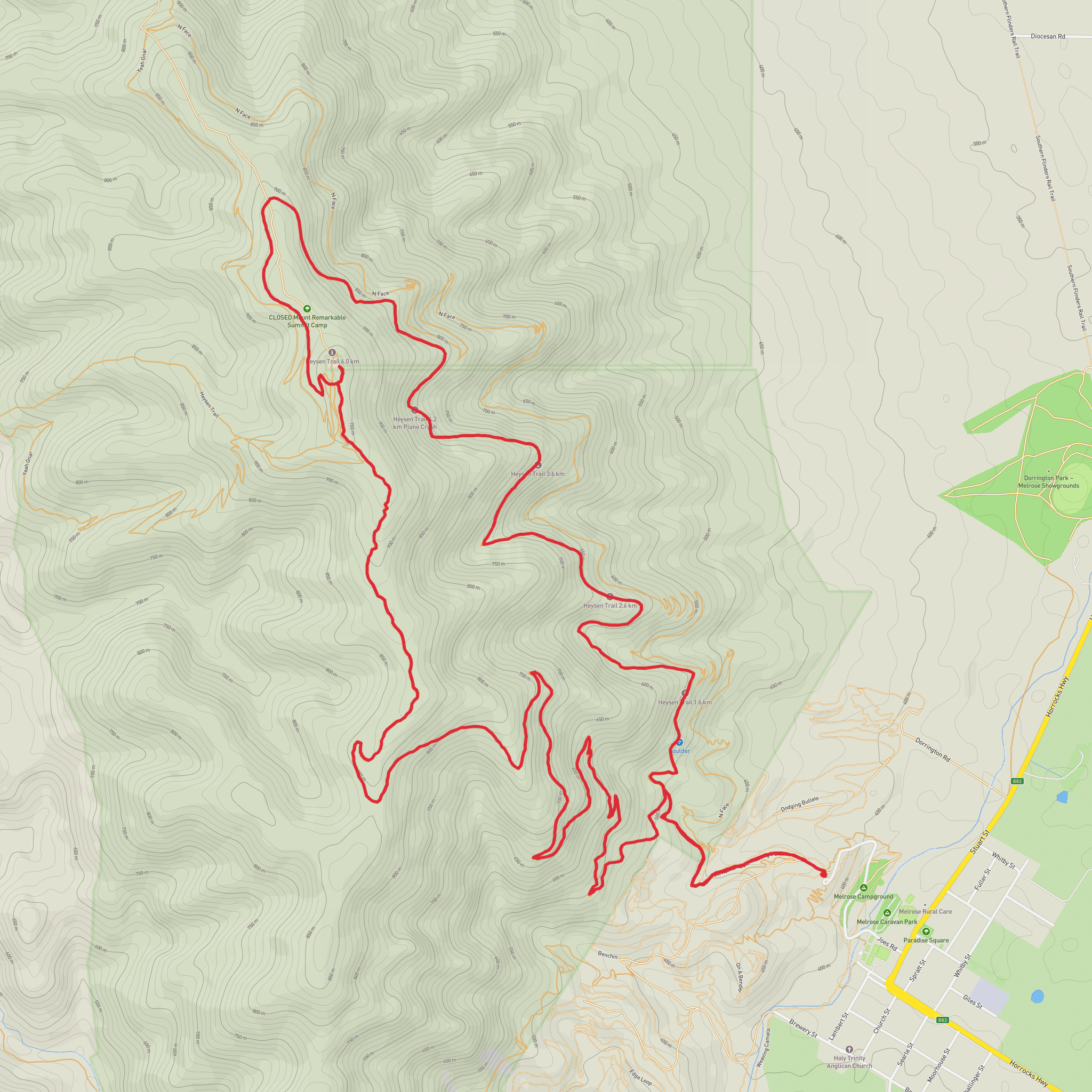 Mt Remarkable summit loop mobile static map