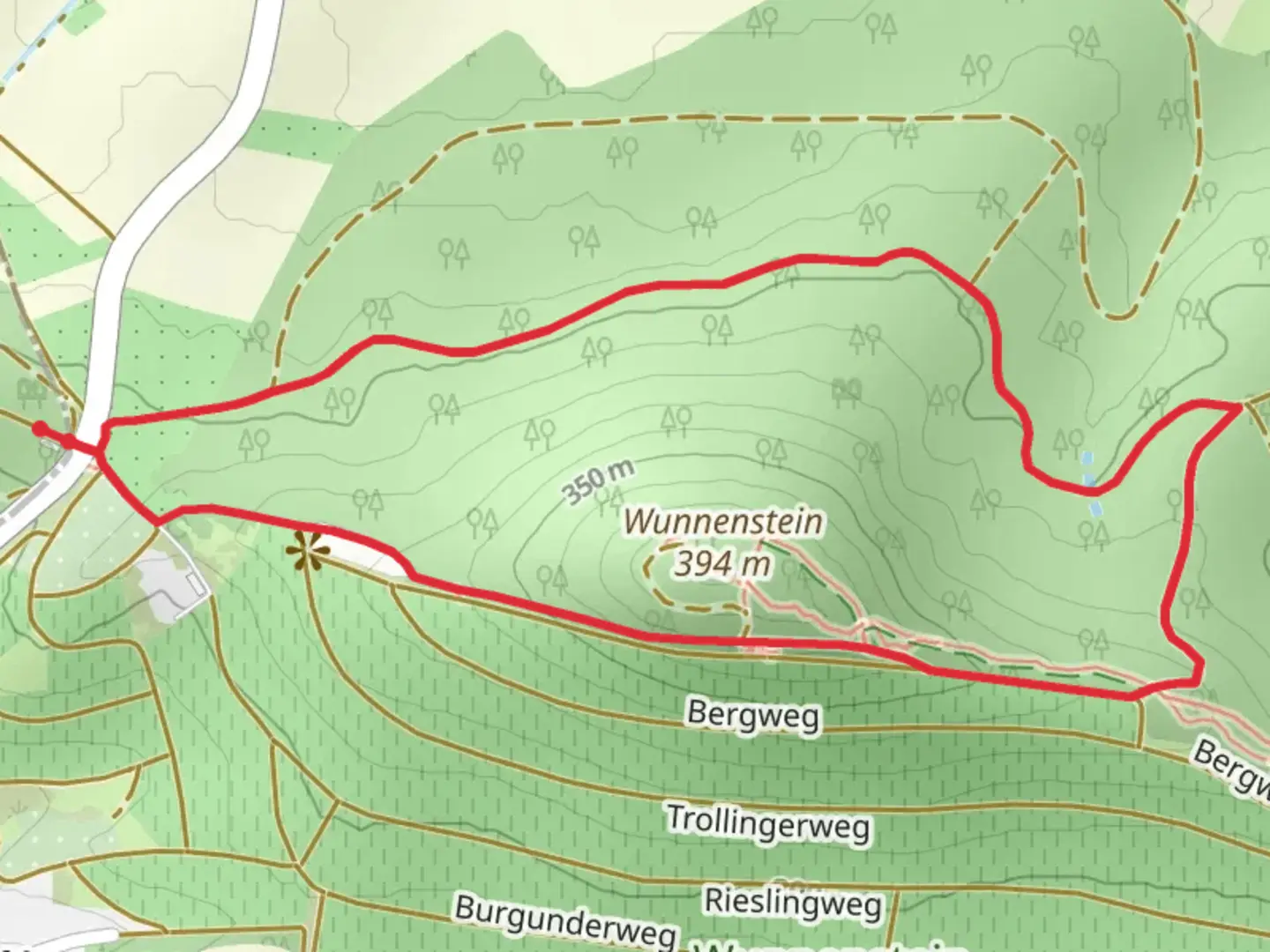 An image depicting the trail Wein Lese Weg Loop and its surrounding area.