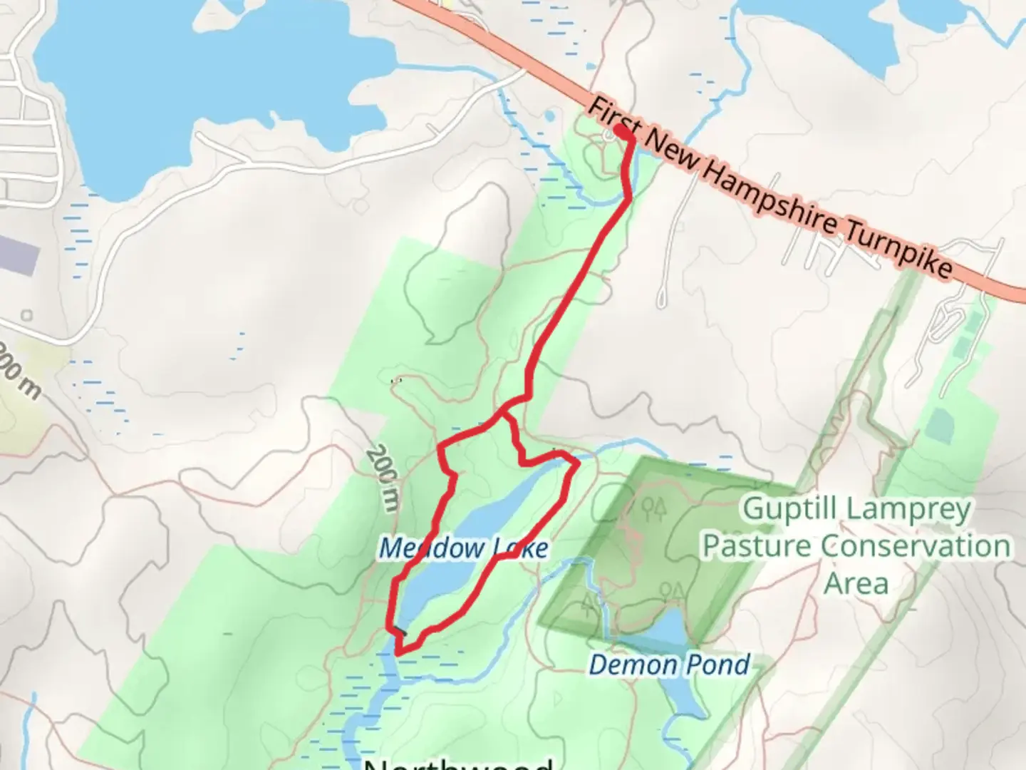 An image depicting the trail Meadow Lake via Dashingdown Road and its surrounding area.
