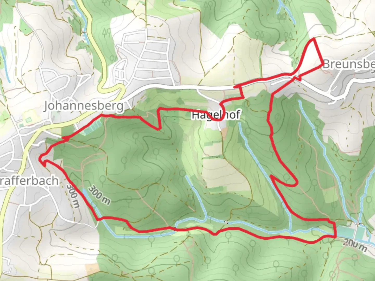 An image depicting the trail Toni-Welzbacher Weg and Roter Hase Rundwanderweg Johannesberg and its surrounding area.
