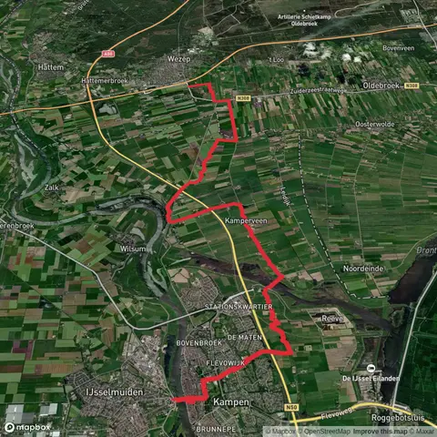 Kampen to Ijsselvlliedt via Reevediep, Pol Weg and Zuiderzeestraat Weg