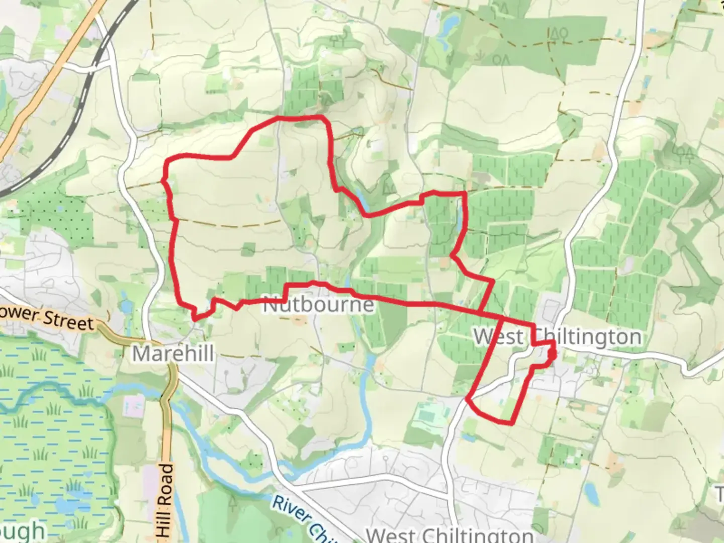 An image depicting the trail Boomershill and Nutbourne Loop and its surrounding area.