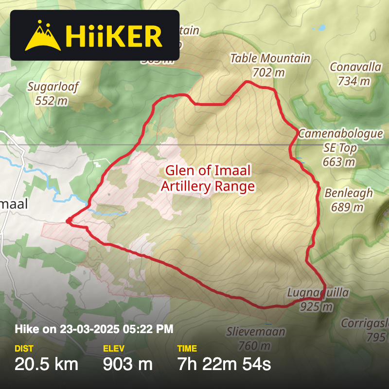 A map preview of the recording Hike on 23-03-2025 05:22 PM.