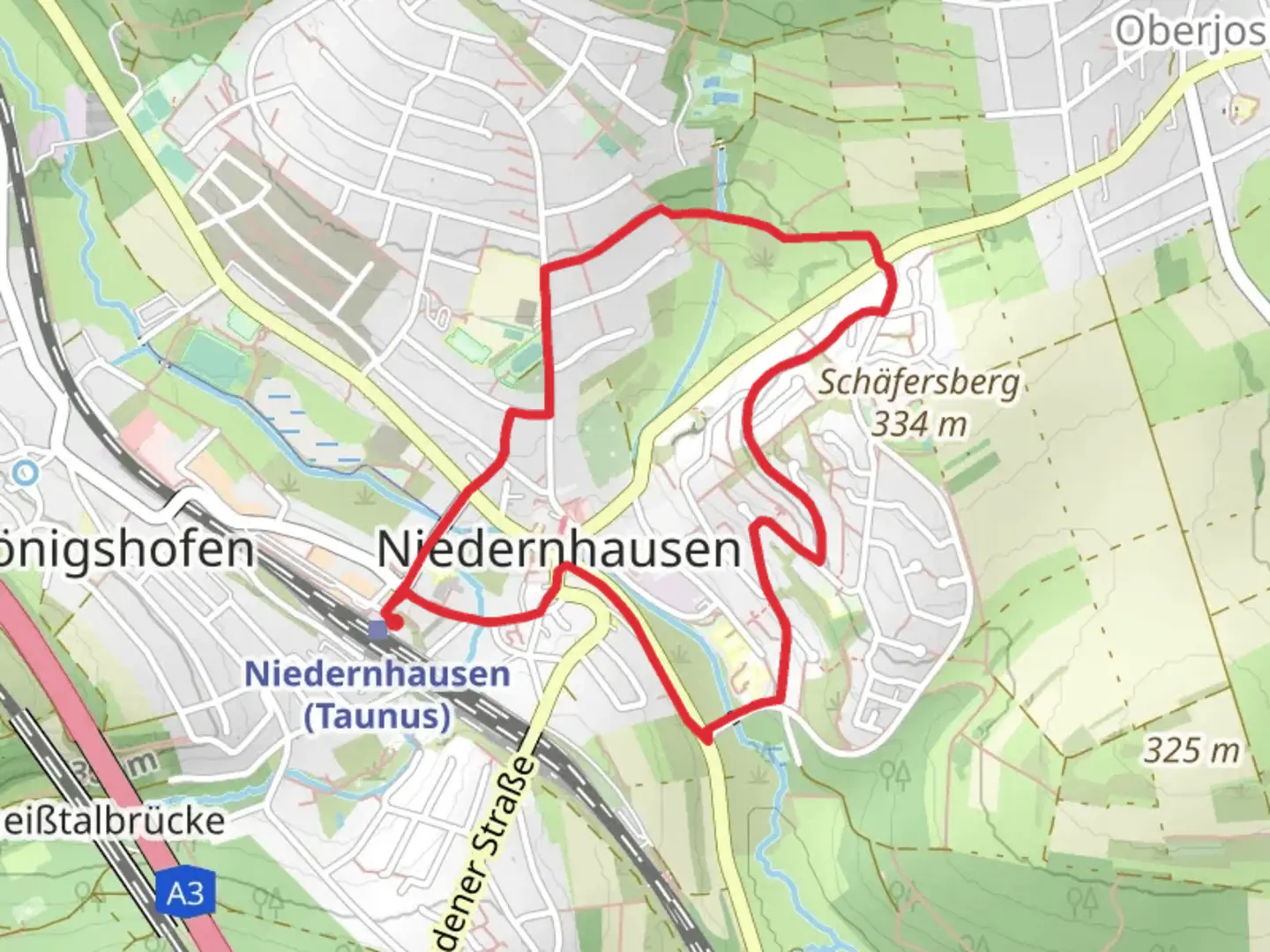 An image depicting the trail Niedernhausen Loop and its surrounding area.