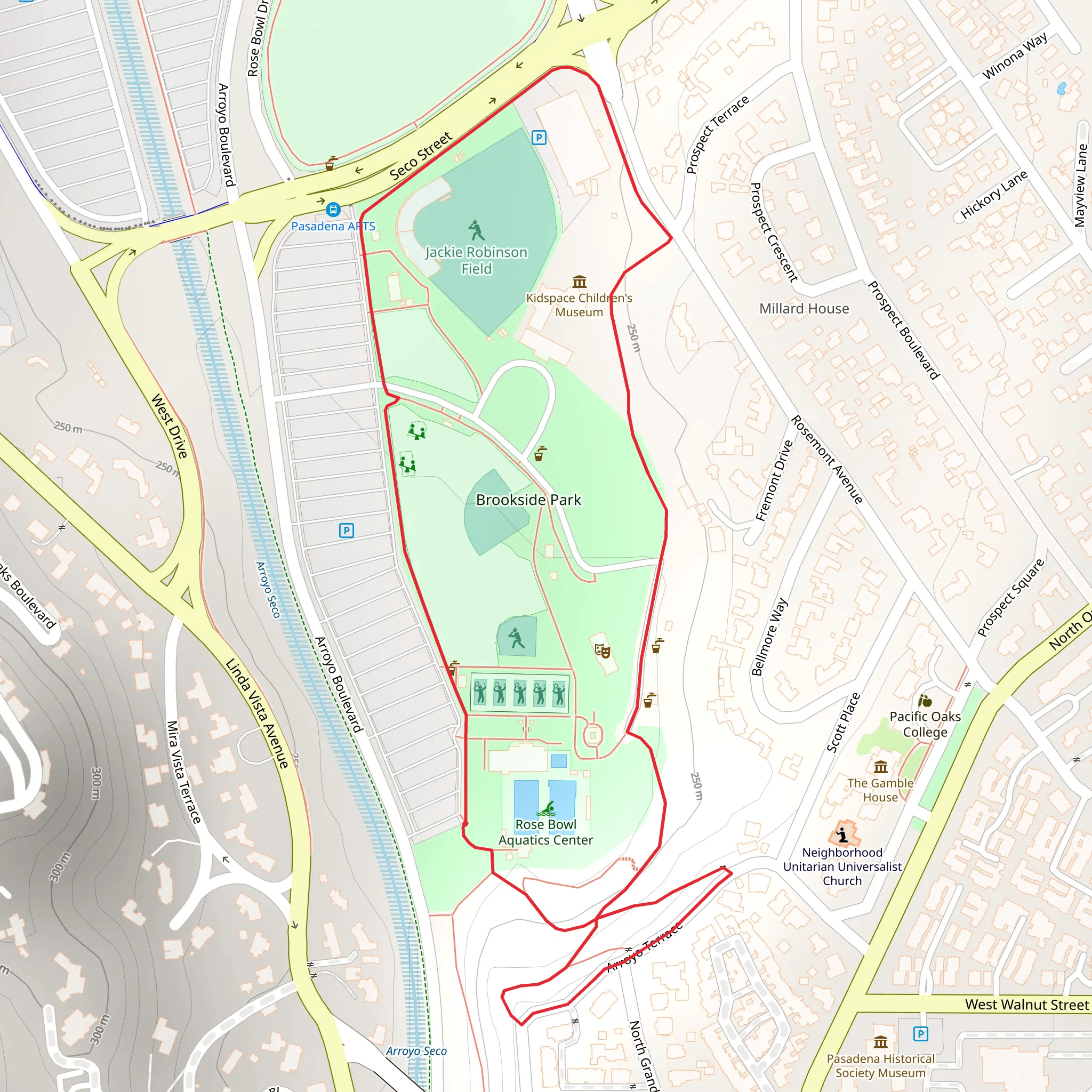 Brookside Park and Jackie Robinson Field Loop mobile static map