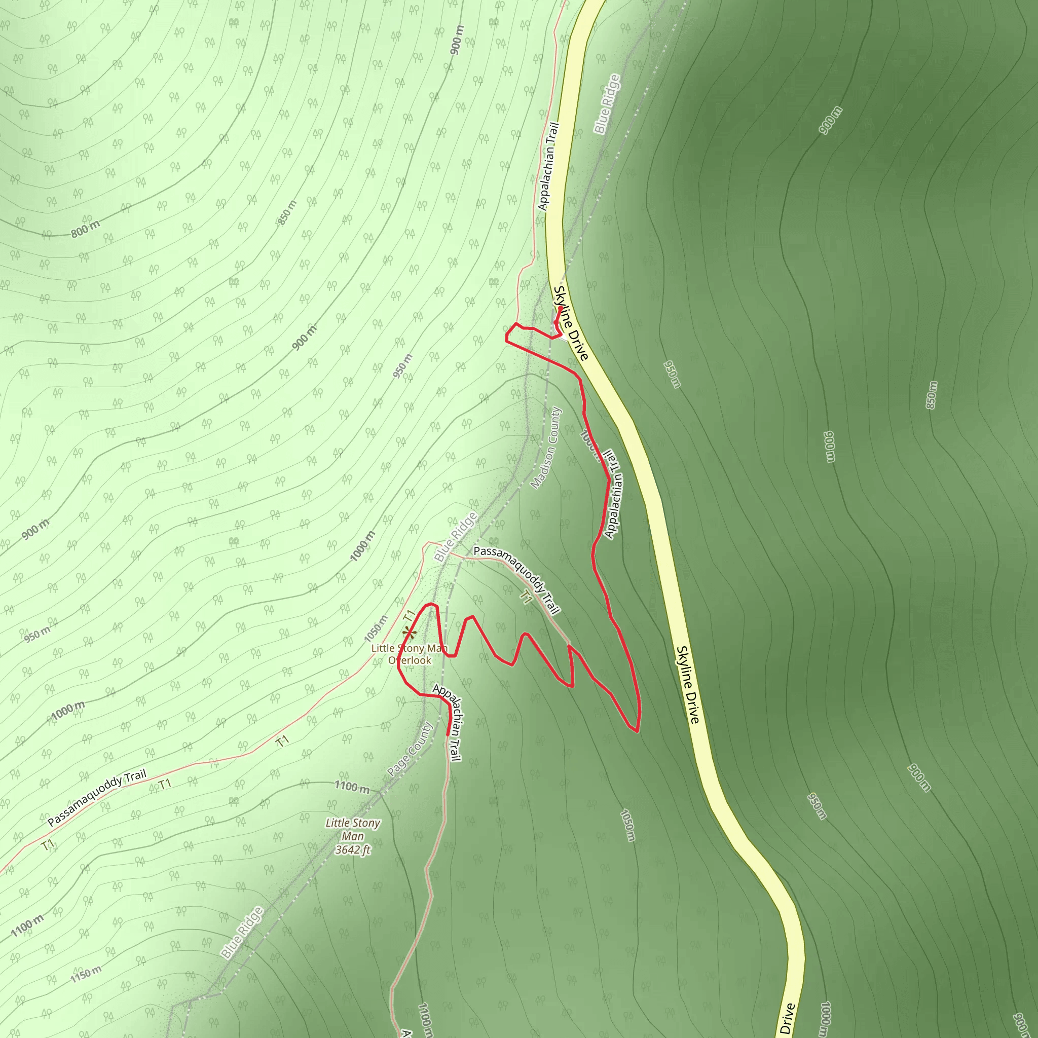 Little Stony Man via Appalachian Trail mobile static map