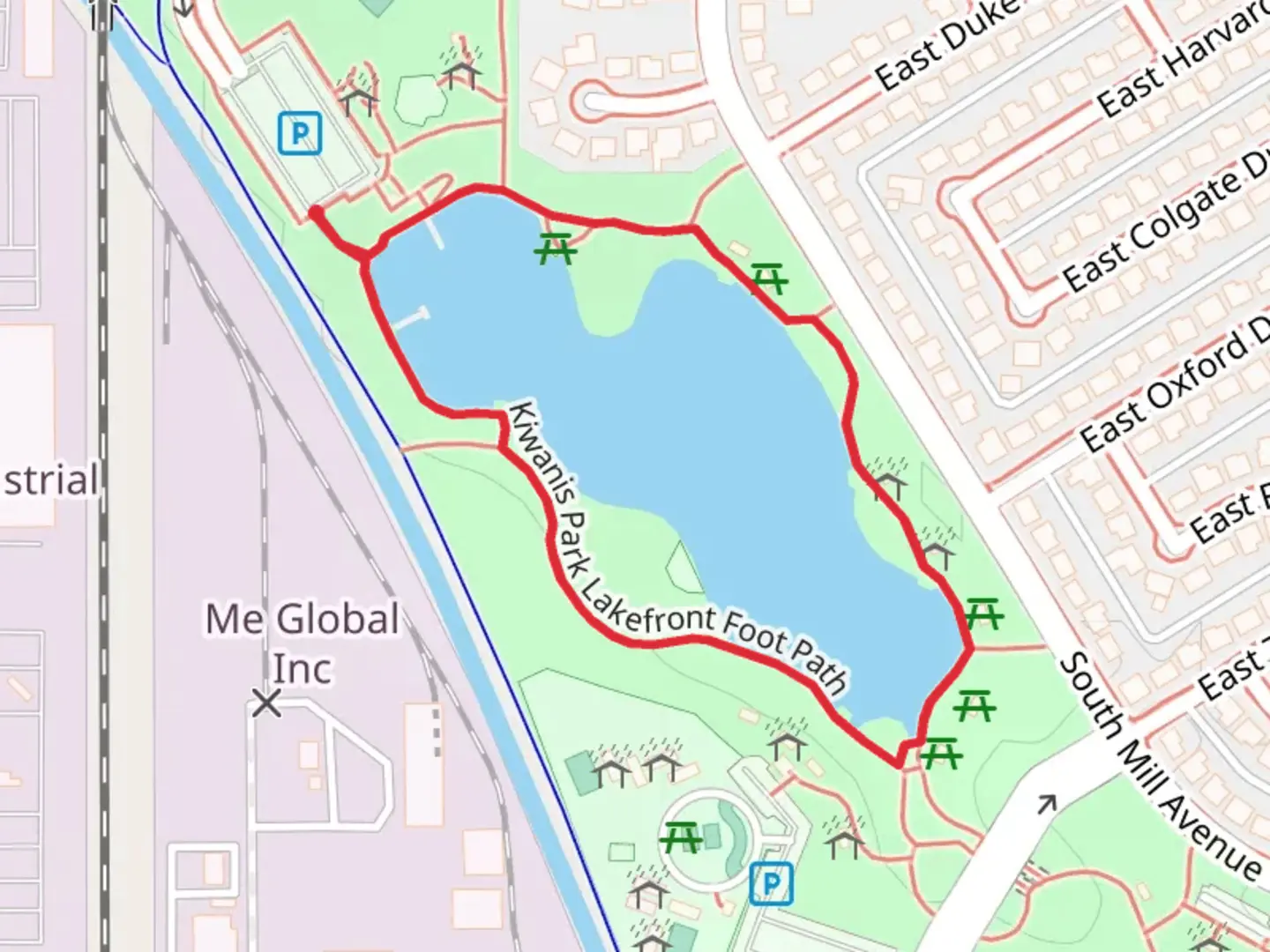 An image depicting the trail Kiwanis Lake Loop and its surrounding area.