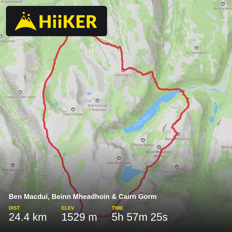 A map preview of the recording Ben Macdui, Beinn Mheadhoin & Cairn Gorm.
