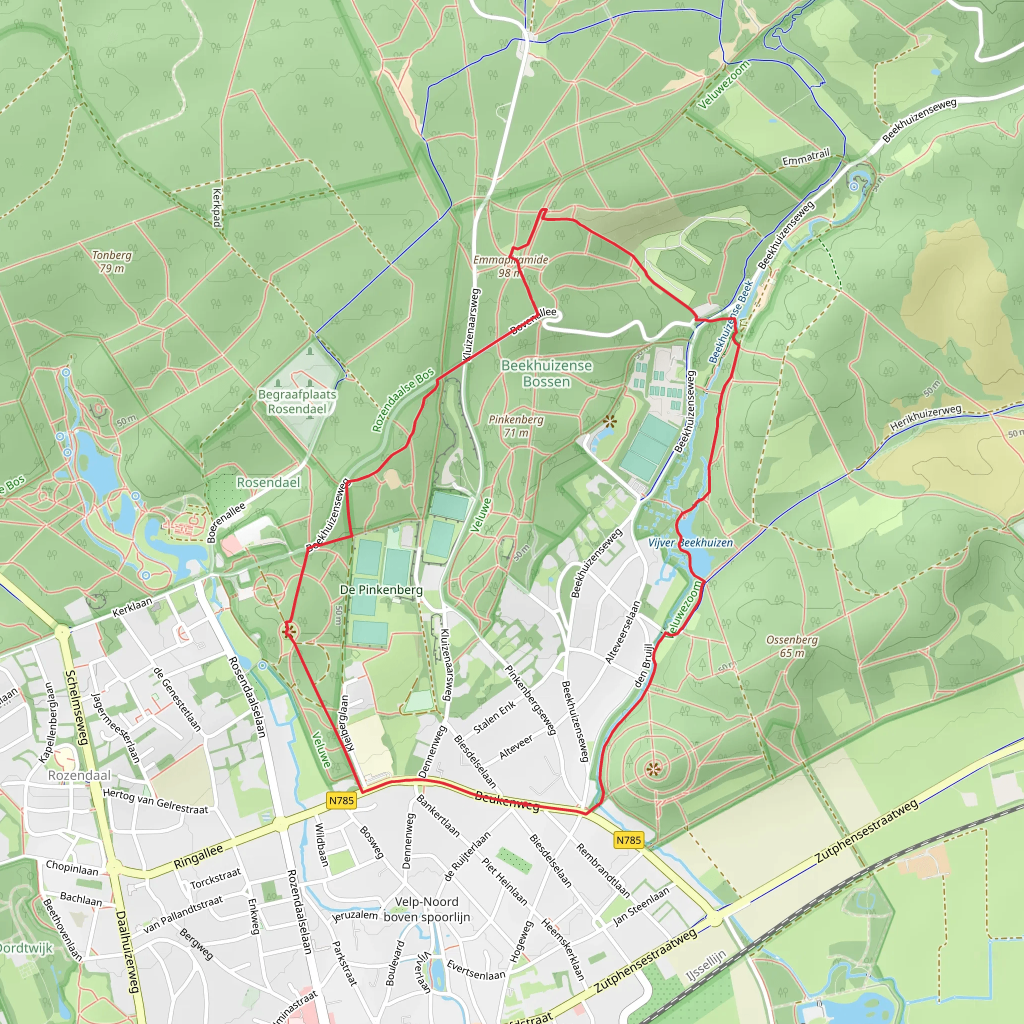 Vijver Beekhuizen, Kluizenaarsberg, Pinkenberg and Koningsberg Loop mobile static map