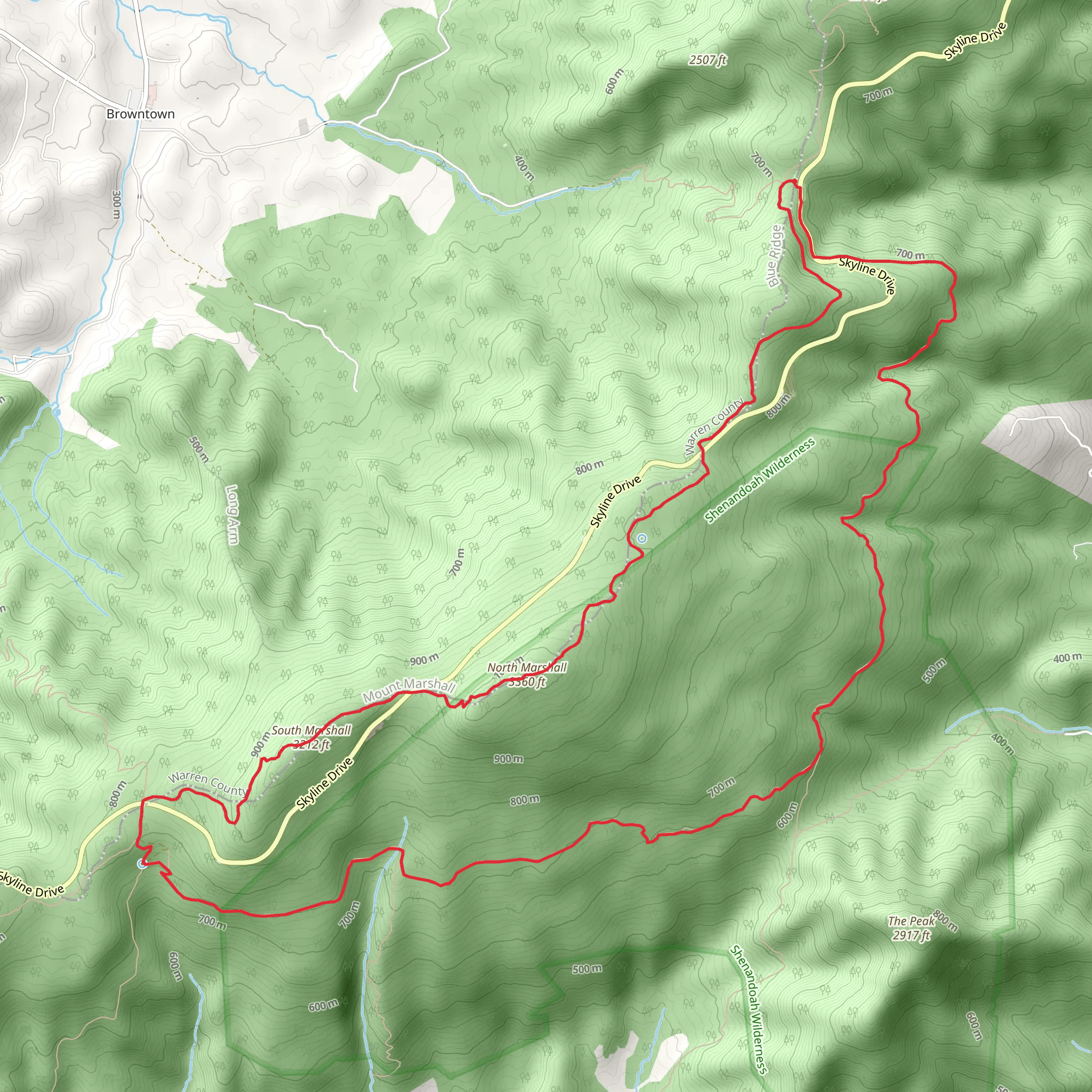 Hogwallow, North Marshall, Mount Marshall and South Marshall - Bluff Loop Trail mobile static map