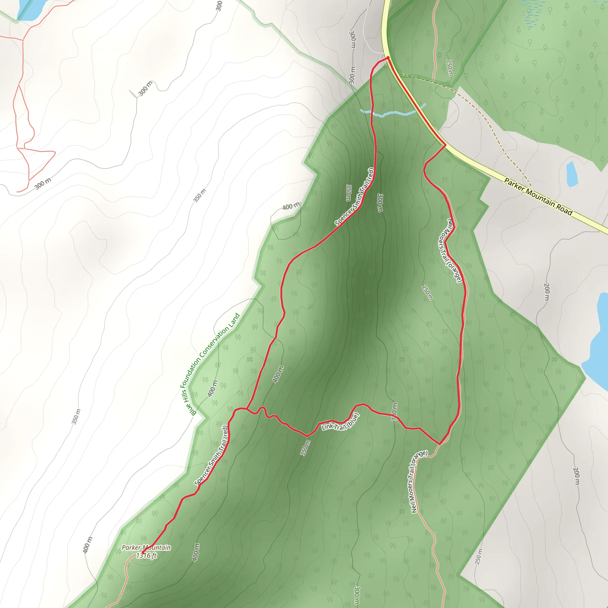 Parker Mountain Loop - Storer Tract-Town Forest mobile static map