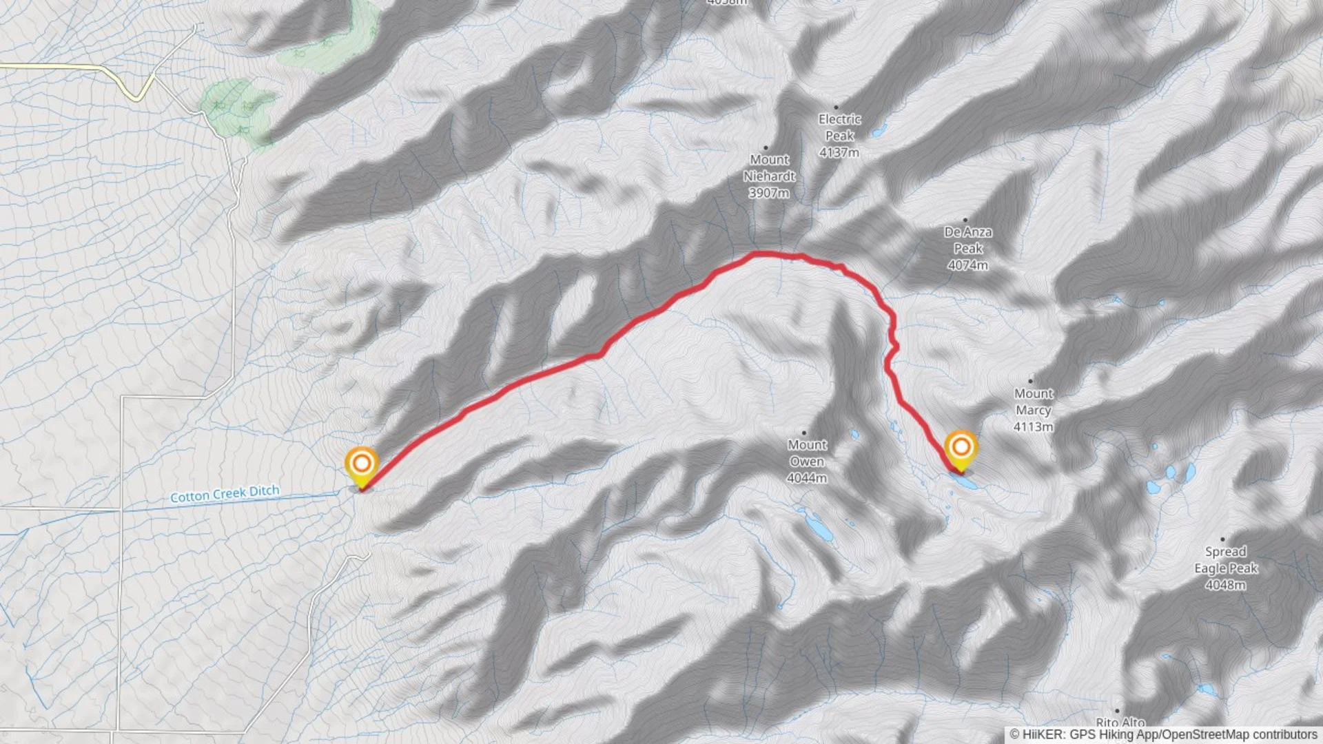 An image depicting the trail Cotton Lake via Rito Alto Trail and its surrounding area.