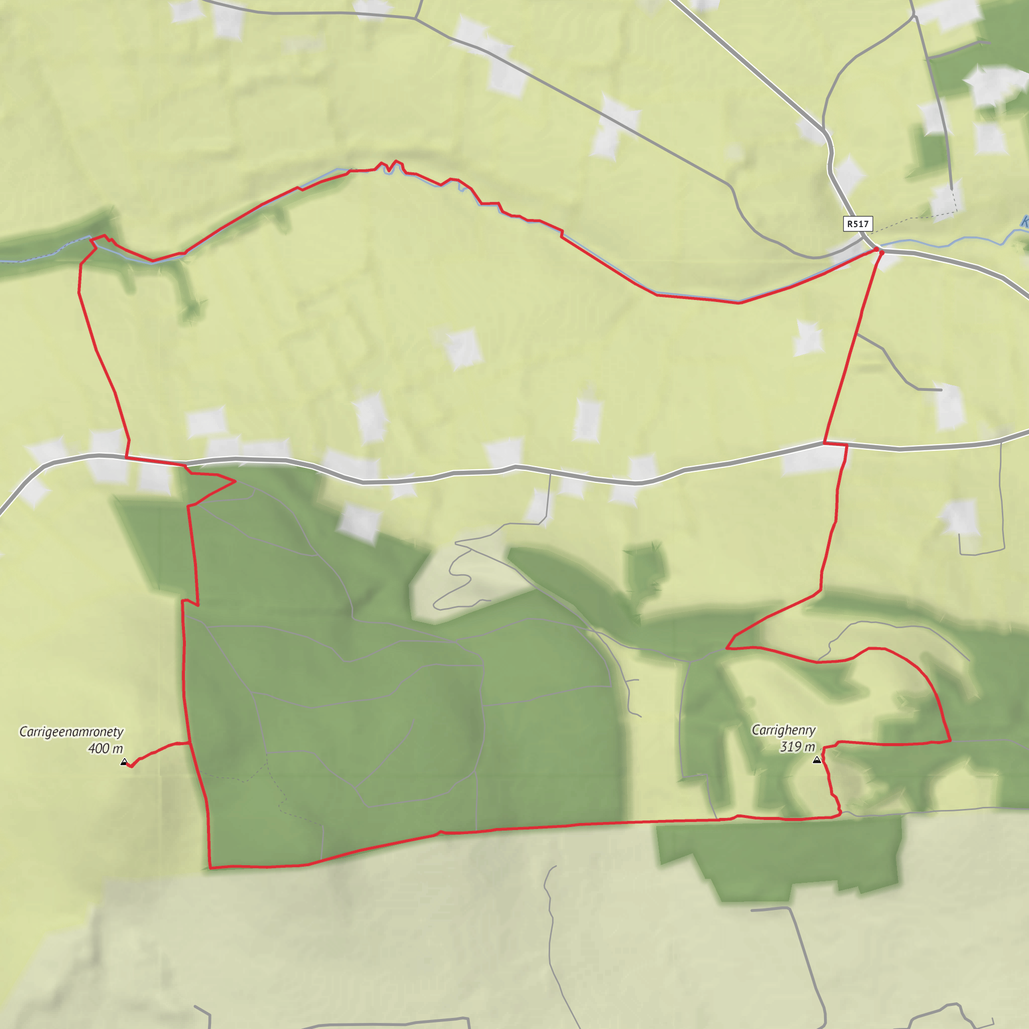 Extended Darragh Hills Loop mobile static map