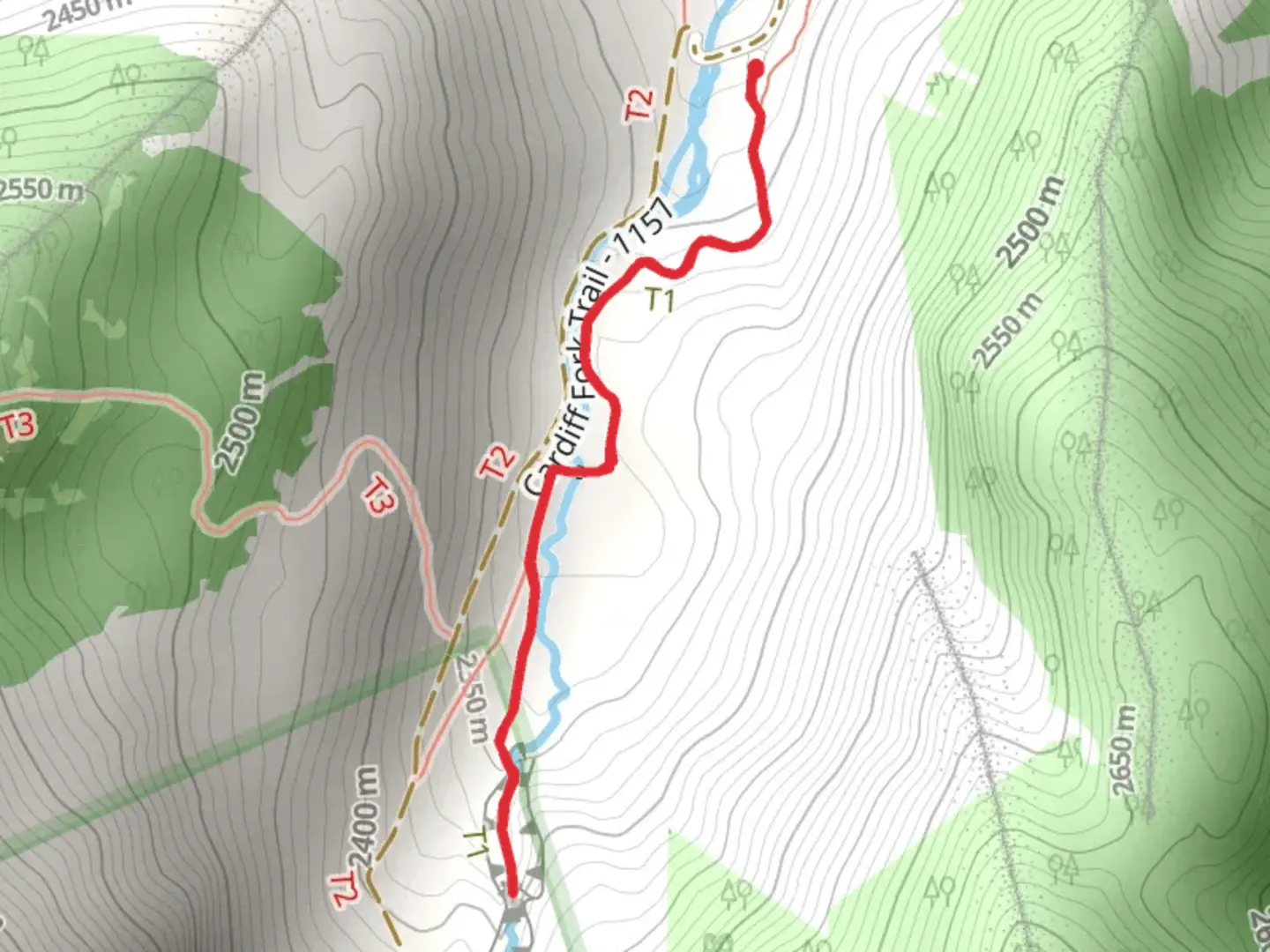 An image depicting the trail Donut Falls Trail and its surrounding area.