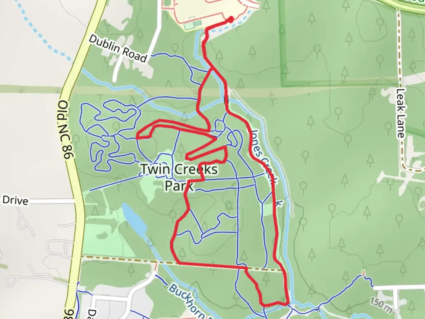 An image depicting the trail Jones Creek Greenway and Twin Creeks Park Loop and its surrounding area.