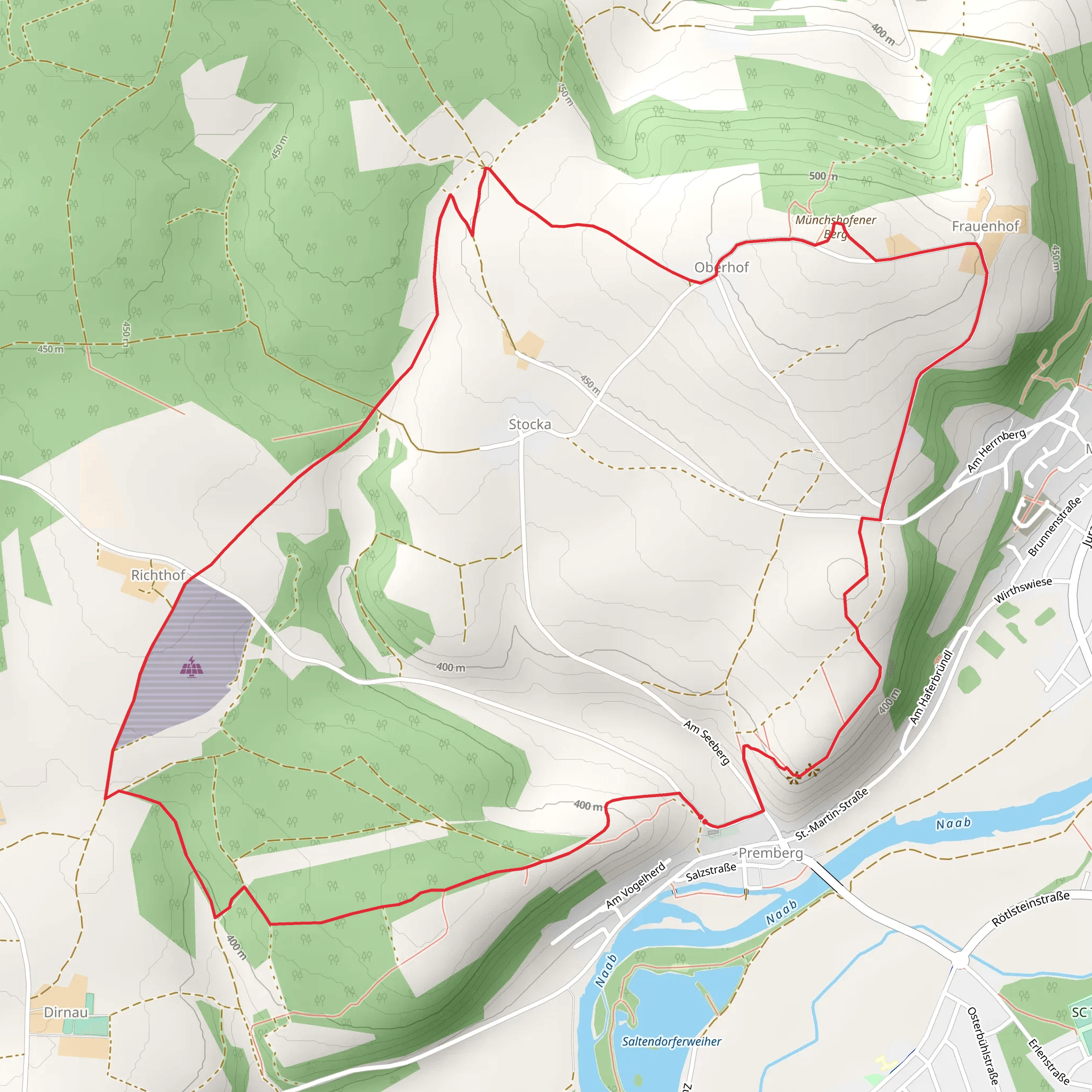 Muenchshofener Berg via Hoellohe Runde and Scharzenfeld mobile static map