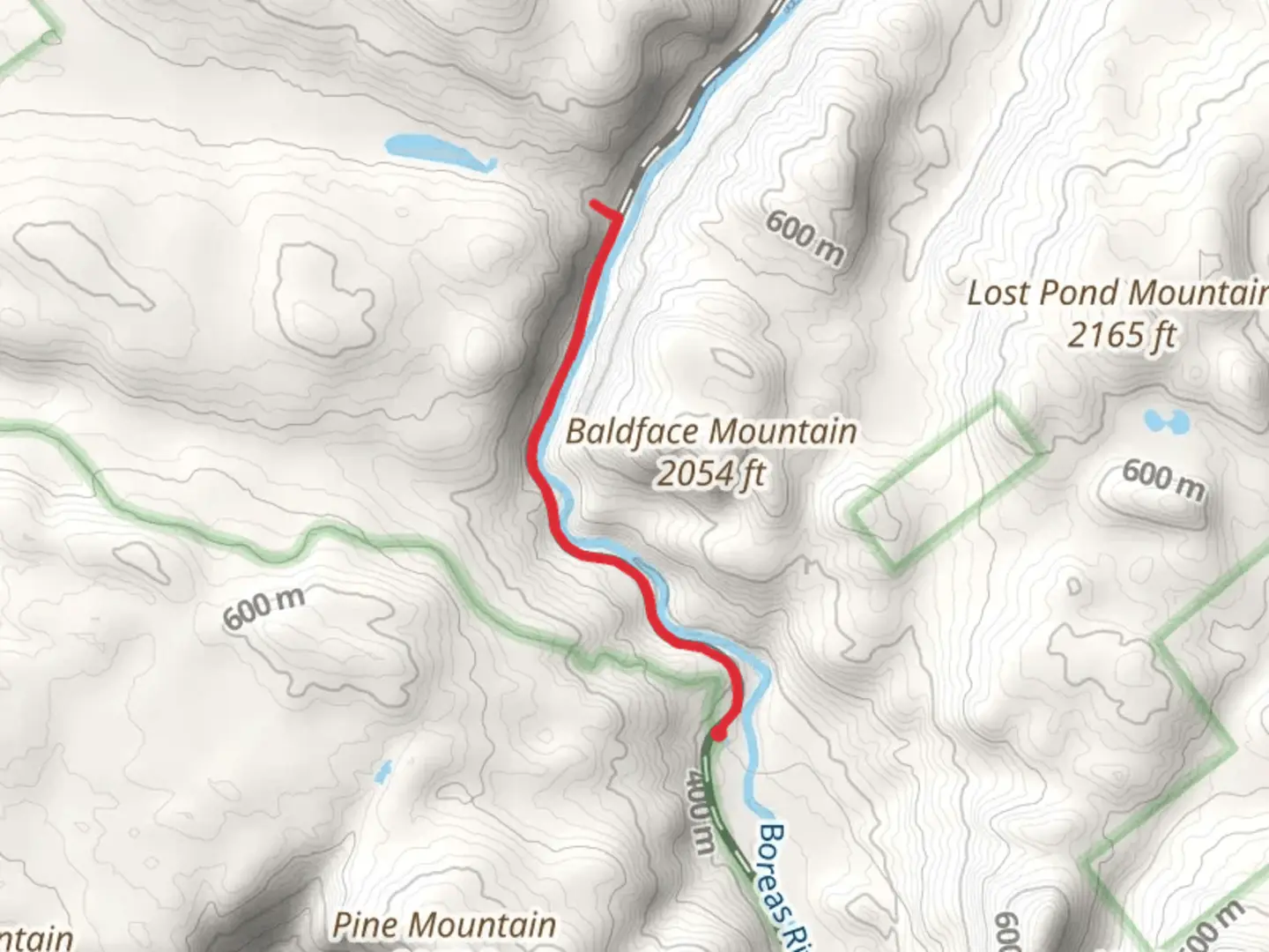 An image depicting the trail Boreas River Out and Back and its surrounding area.